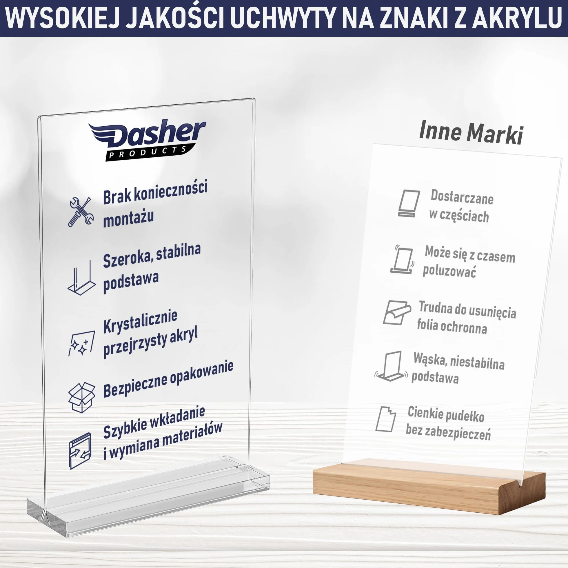 Stojak Akrylowy A5 – Zestaw 6 Szt., Elegancki I Uniwersalny, Polerowane Krawędzie, Dwustronna Ramka, Łatwa Wymiana Wkładów. Idealny Do Zdjęć, Tabliczek, Menu, Ulotek, Plakatów I Ekspozycji Na Blatach