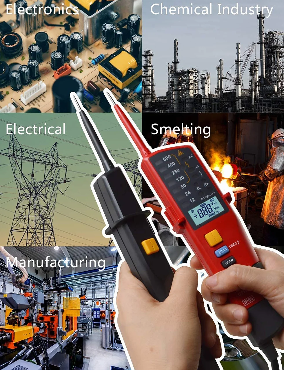UNI-T UT18C Tester napięcia i ciągłości - Cyfrowy LCD Tester Automatyczne wykrywanie napięcia Zakres Zakres z wyświetlaczem LED