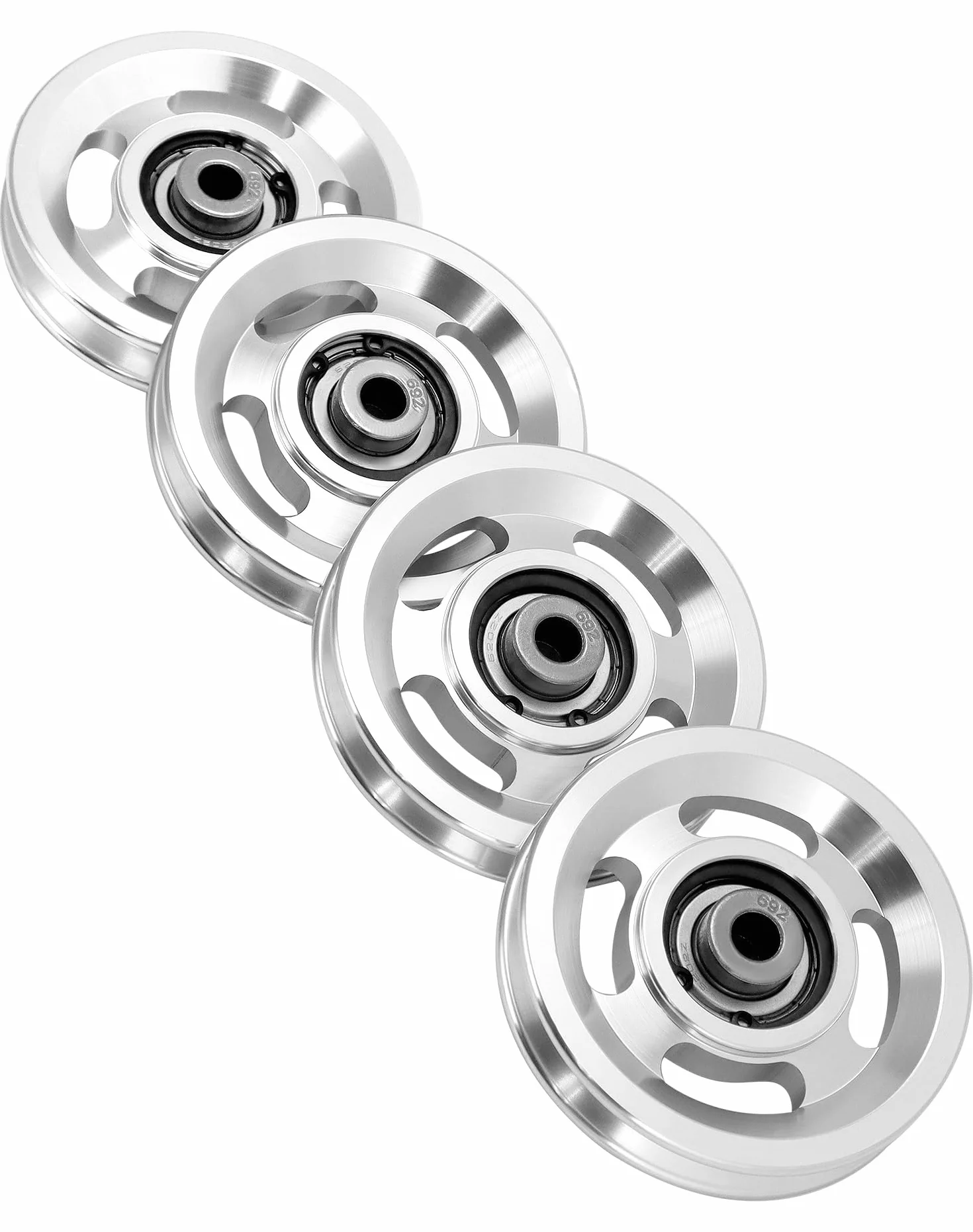 QWORK Koło pasowe 95 mm, stop aluminium, 300 kg, 4 szt