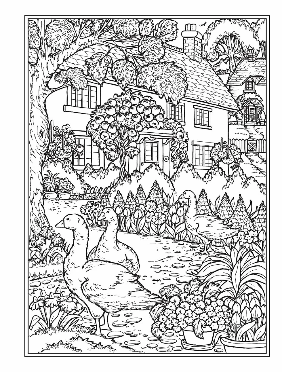 Creative Haven Small-Town Charm Coloring Book