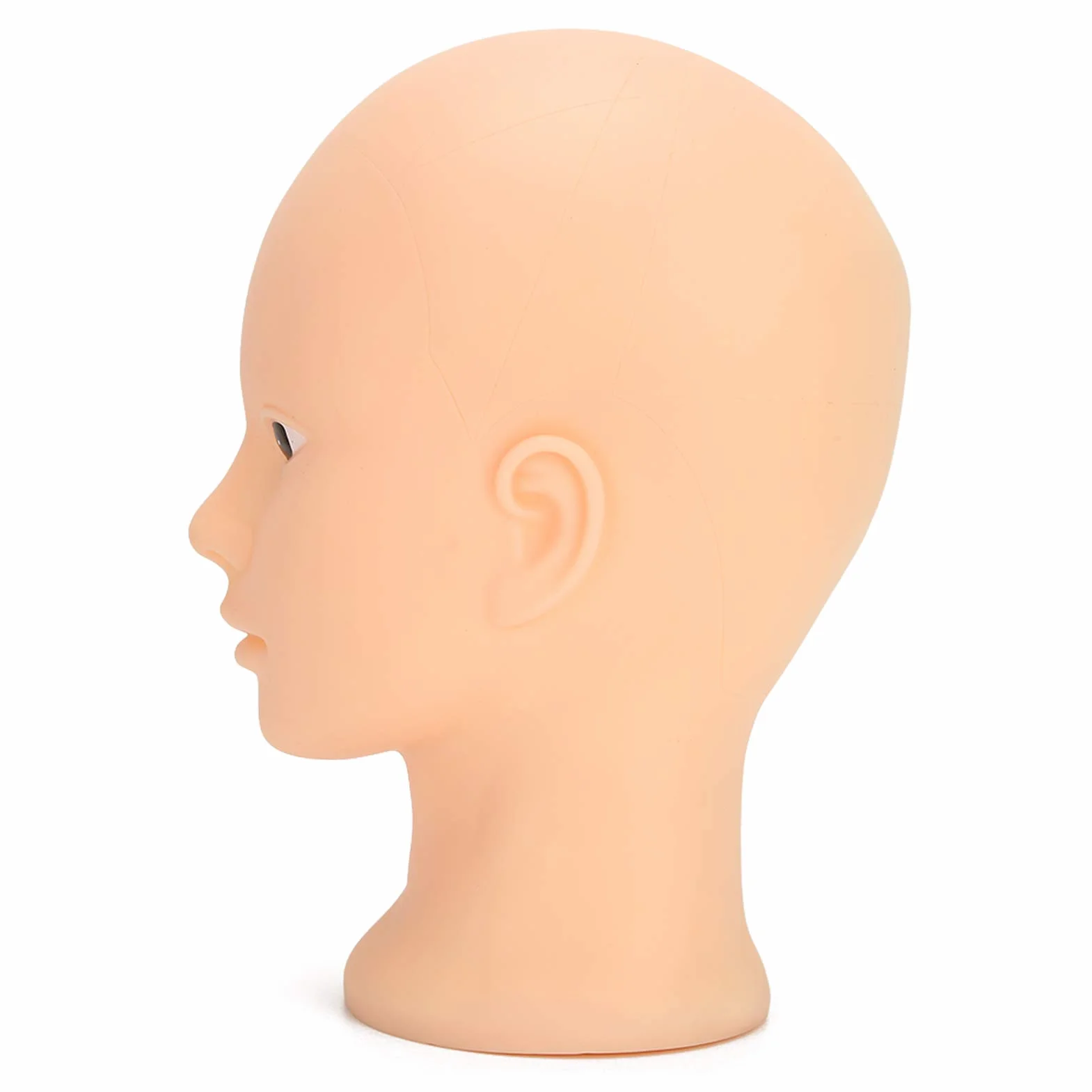 Cuifati Bald Manekin Head, 19.3 w 3D Make Up Practice Training Head, Kosmetologia Głowa Okulary, Włosy, Kapelusz, Hełm, Okulary (Brak stylu makijażu)