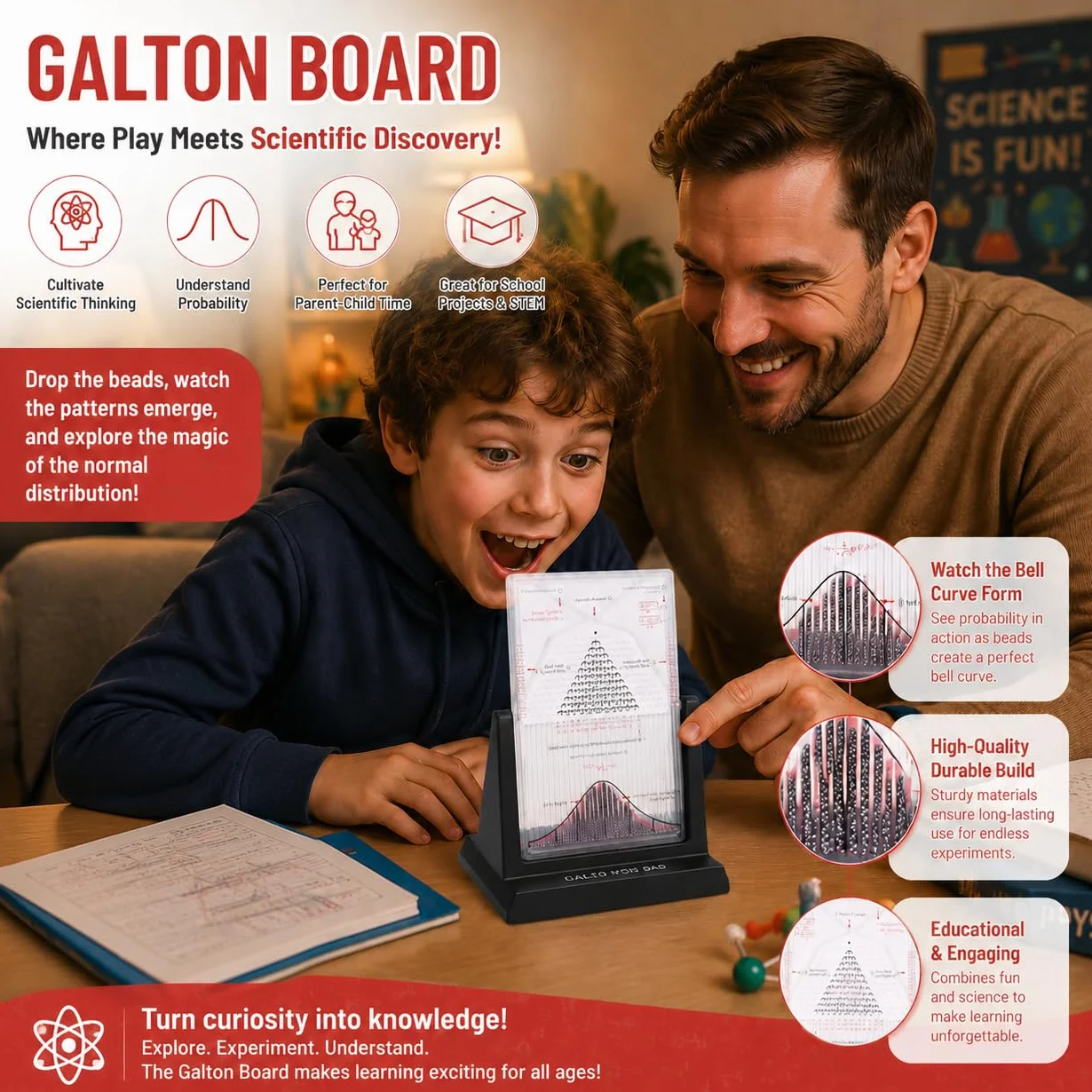 Galton Board, prawdopodobieństwo Demonstratora Efektywne prawo statystyczne Model Dalton Board Physics Lab narzędzie nauczania z 2800 metalowymi koralikami