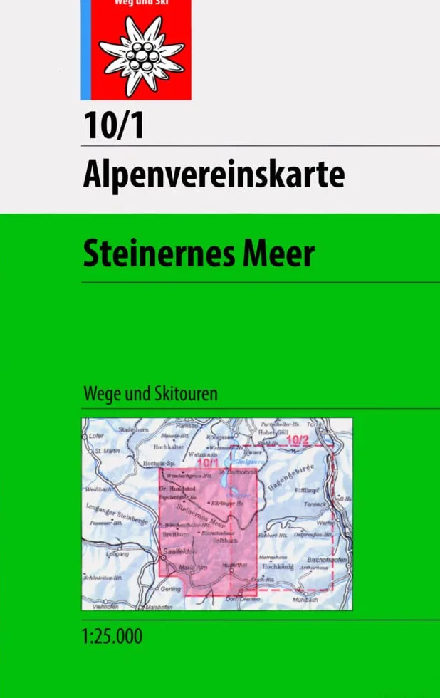 Steinernes Meer: Wegmarkierungen und Skirouten - Topographische Karte 1:25.000: 10/1 KOMBI