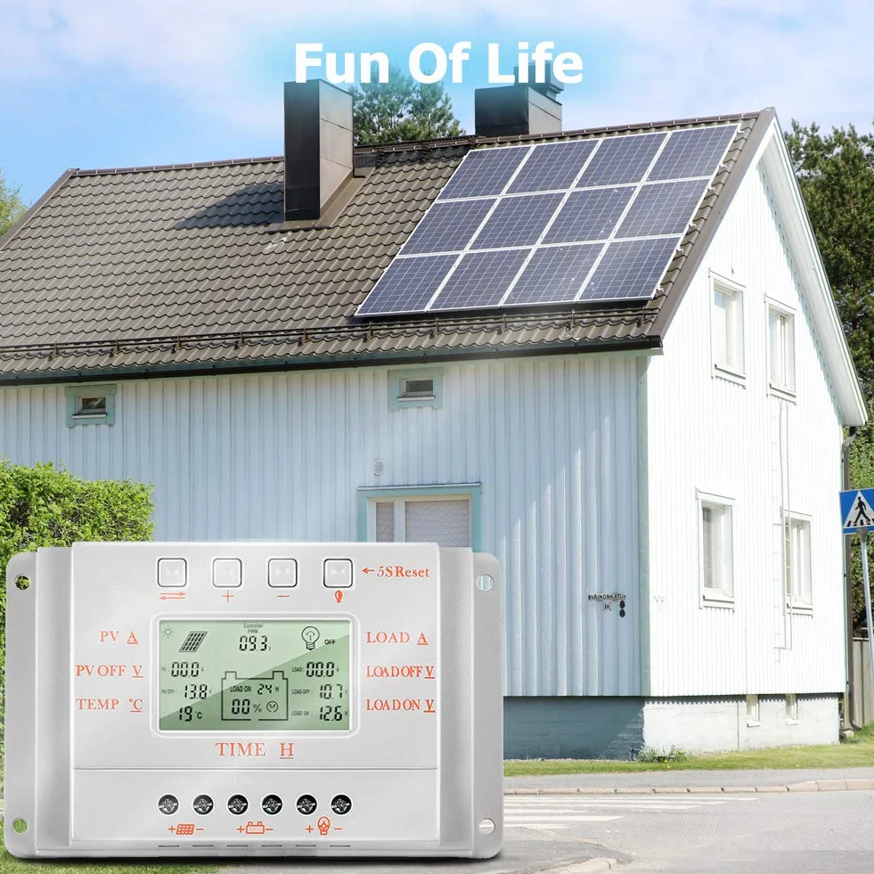 SolaMr 10A Solar Charge Controller 12V/24V Auto Identification Voltage Intelligent Regulator z wyświetlaczem LCD - M10