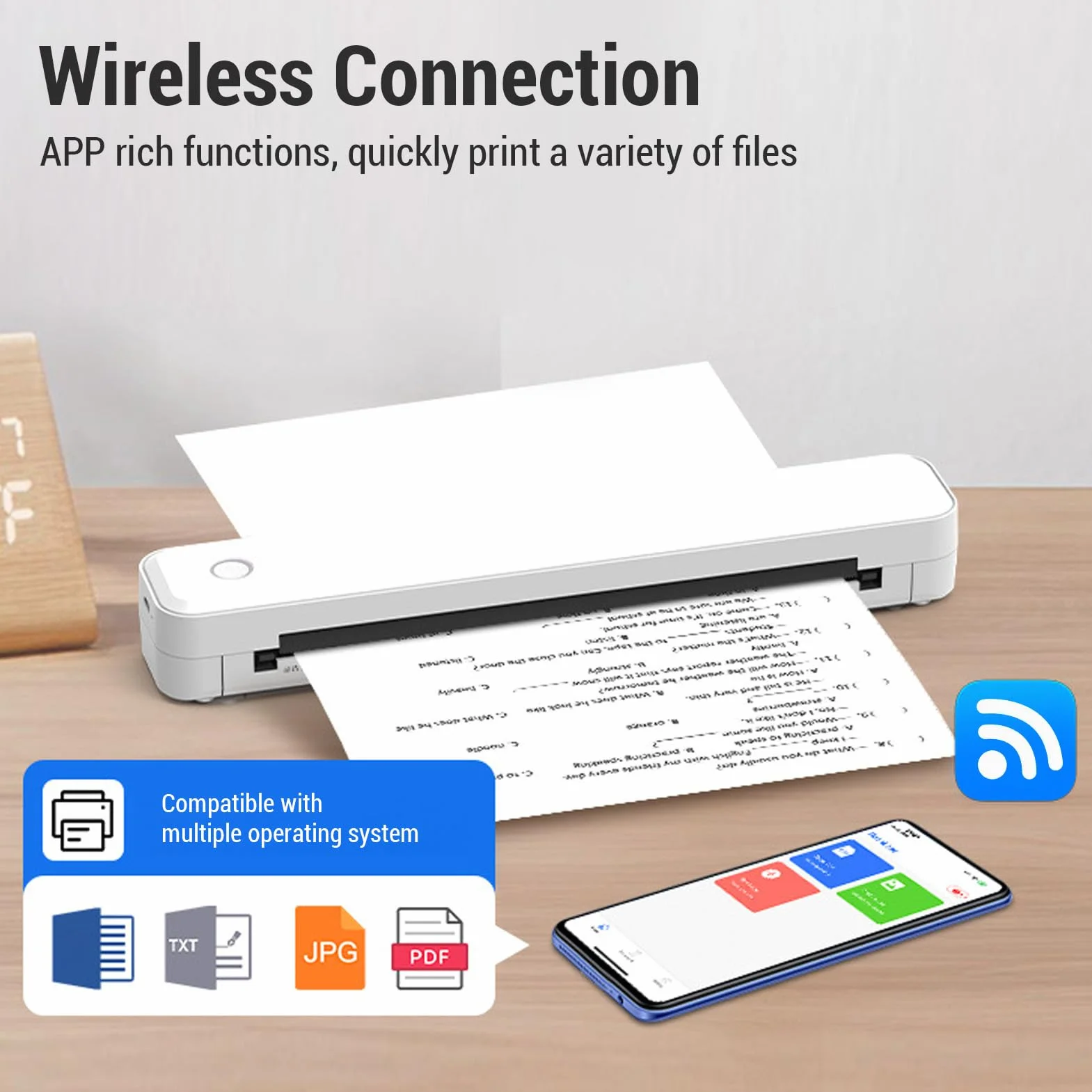 Drukarka Termiczna Przenośna 203DPI A4 A5 USB-C 2600mAh Akumulator Portfel Wielkość 30.5x5.5x4.04cm Bezatramentowa Druk Bez Papieru