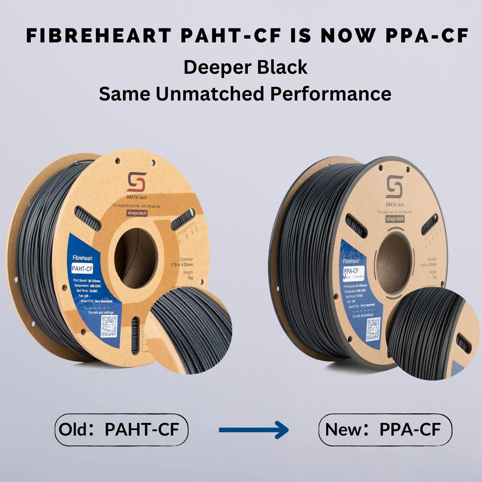 Siraya Tech Filament do druku 3D Fibreheart PPA-CF: Nylon z włókna węglowego klasy przemysłowej, doskonała wytrzymałość i odporność na ciepło PAHT-CF (1 kg, czarny)
