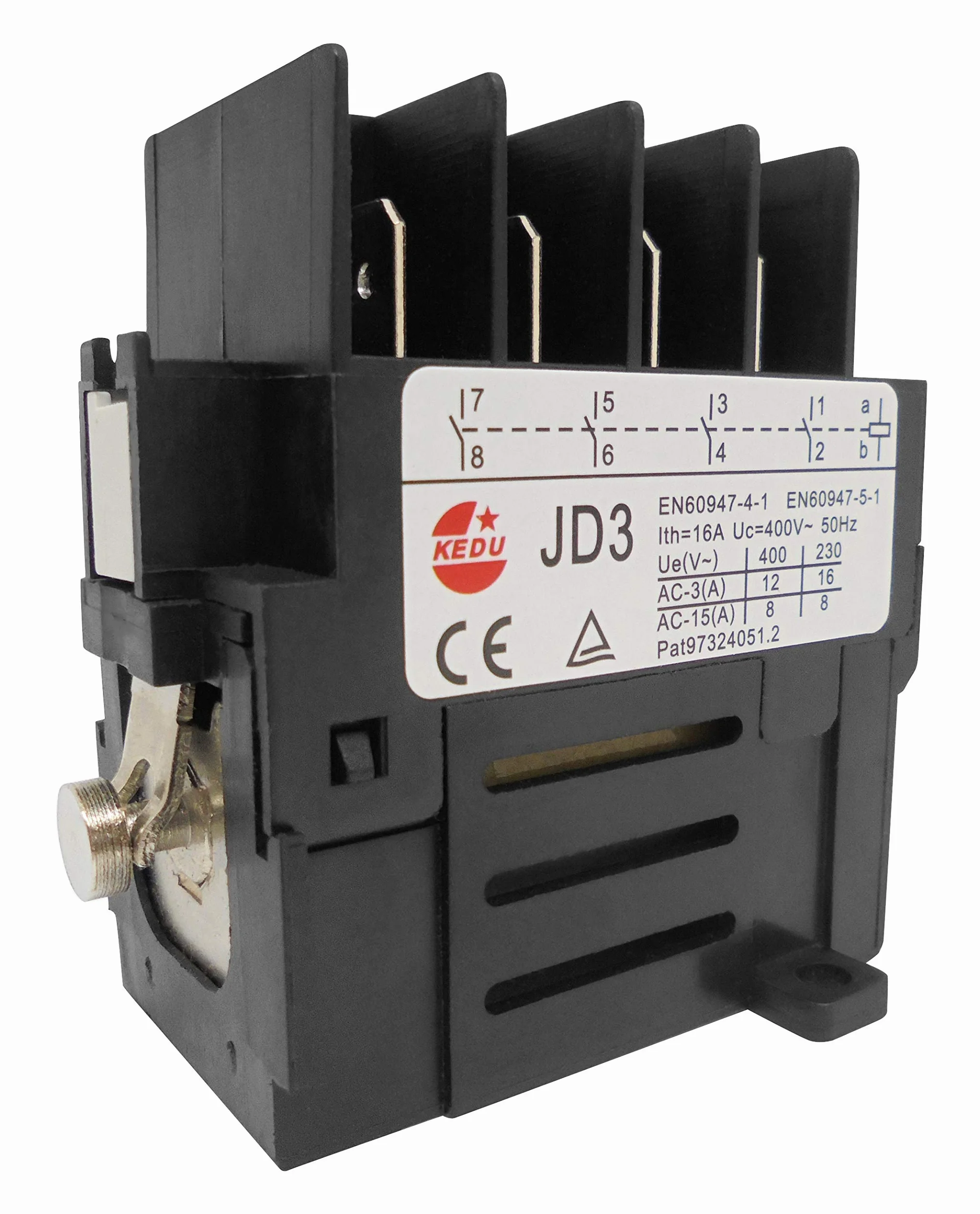 Stycznik silnika (przekaźnik) KEDU JD3/JD4 z 4 stykami NO 230 V lub 400 V, 50 Hz, 10 pinów