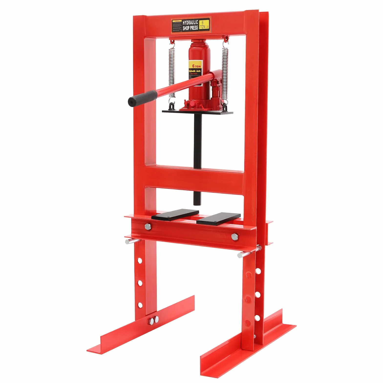 Prasa hydrauliczna 6T z regulacją wysokości, prasa warsztatowa 0-28 cm, do warsztatu, ręczna prasa hydrauliczna, stal węglowa, profesjonalna prasa ramowa z uchwytem, do warsztatów