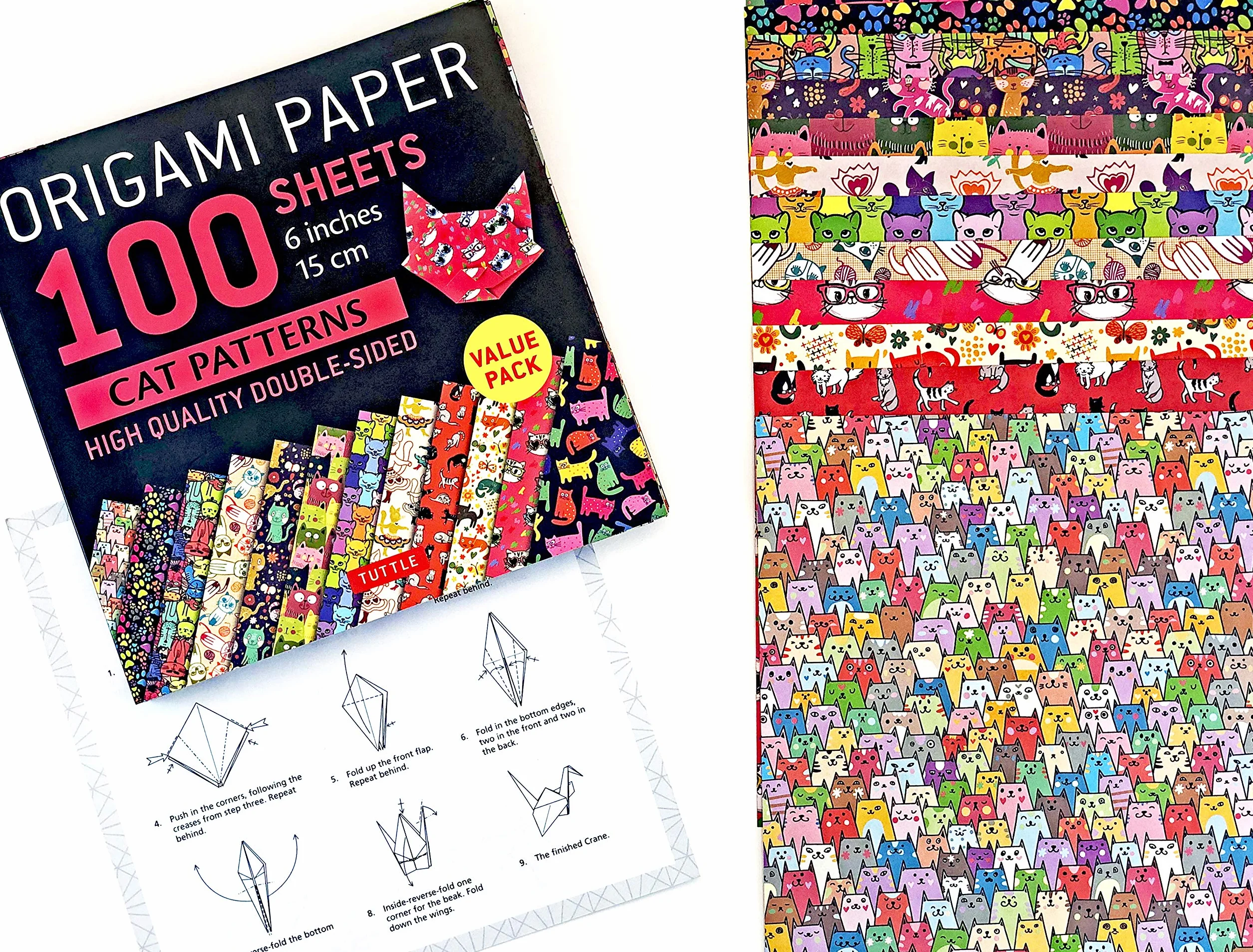 Origami Paper 100 Sheets Cat Patterns 6" (15 CM): Tuttle Origami Paper: High-Quality Double-Sided Origami Sheets Printed with 12 Different Patterns: Instructions for 6 Projects Included