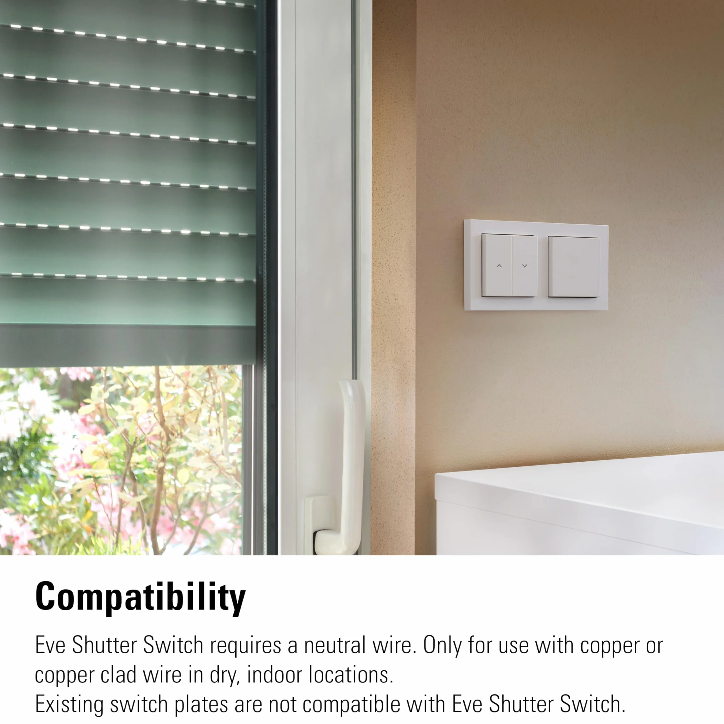 Eve Shutter Switch (Matter) 3 sztuki - Smarte Rollladensteuerung für Alexa;Apple Home;Google;SmartThings; App- und Sprachsteuerung; Automationen; benötigt Thread Border Router und Nullleiter