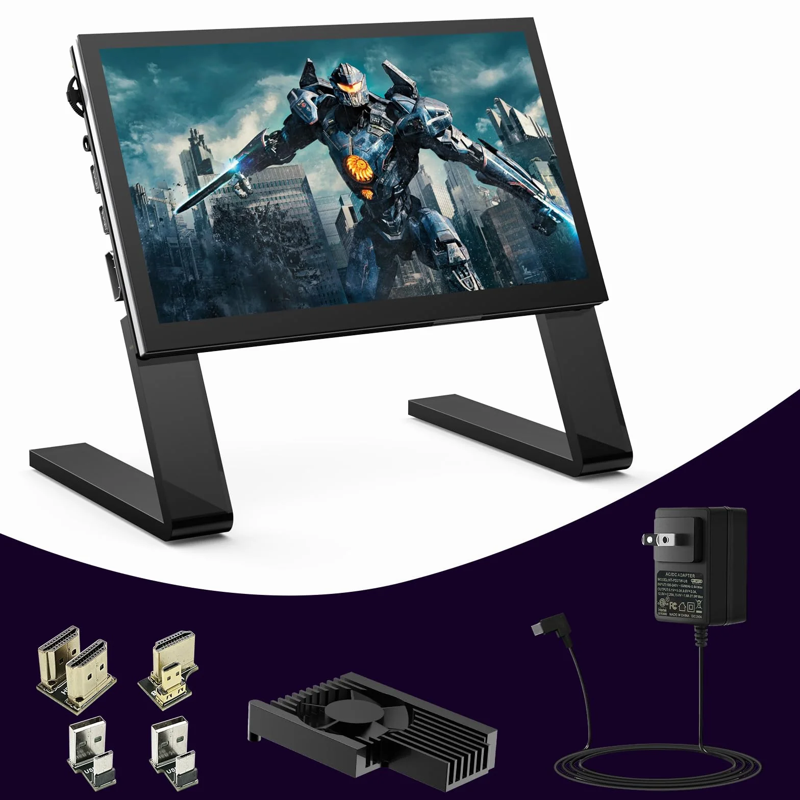 InnoMaker 7-calowy Wyświetlacz LCD IPS z Pojemnościowym Ekranem Dotykowym 1024x600 Monitor HDMI do Raspberry Pi 5/4B/3B+/3B/B+, Wbudowane Podwójne Głośniki, Obsługa DAC/DAC PRO/AMP/AMP PRO
