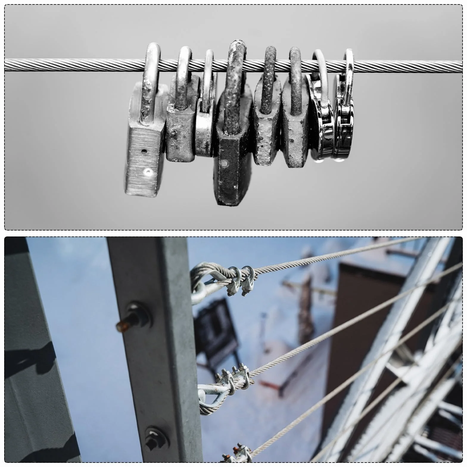 QUARKZMAN 262ft (80 m) linka stalowa 304 kabel ze stali nierdzewnej 1/12" (2 mm) powlekany winylem z 20 aluminiowymi tulejkami do zawieszenia, sznurka do prania, podnoszenia, czarna