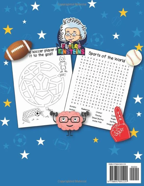Backseat Brain Booster JUMBO Sports Kids Activity Book - All Ages: An Interactive and Educational Basketball, Baseball, Football and More Activity ... for Kids Age 6, 7, 8, 9, 10, 11, and 12 Yea