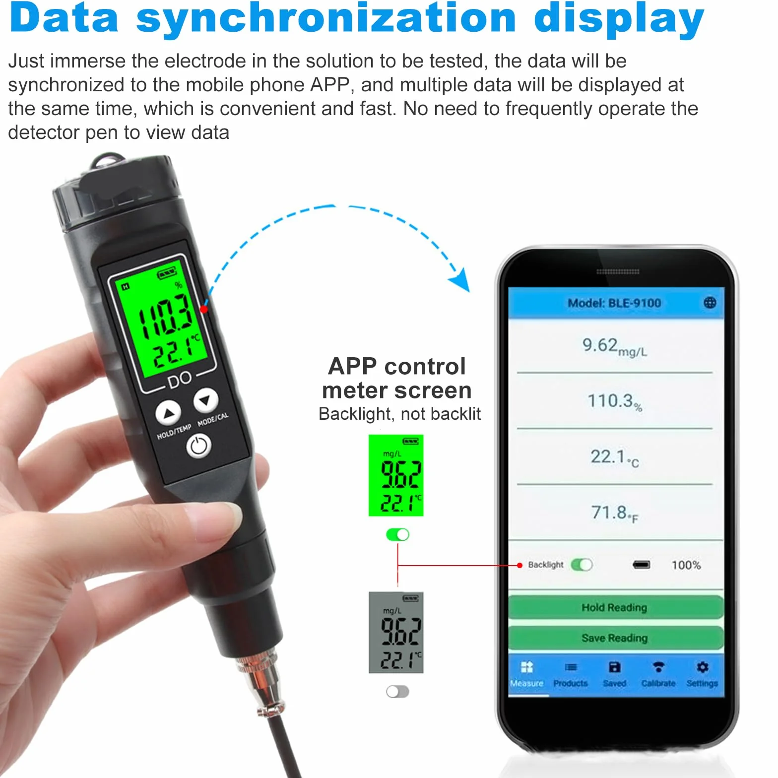 BLE-9100 Bluetooth detektor tlenu do wody, miernik tlenu rozpuszczonego do stawu rybnego akwarium akwakultury