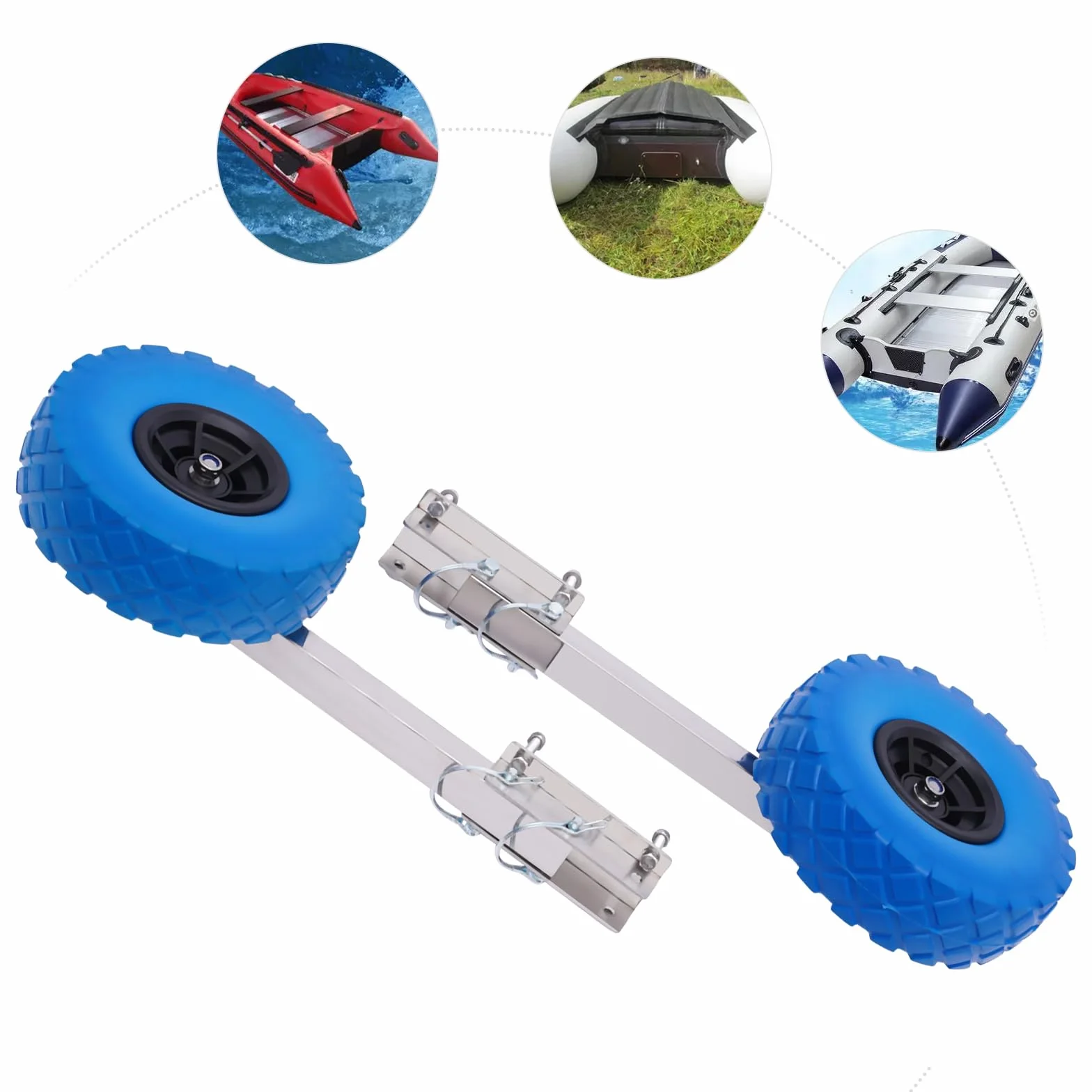 Slivorder ponton 150 kg, 15 x 8,5 cm, koła transportowe ze stali nierdzewnej, tylne koła, zdejmowane koła do łodzi, do wszystkich rodzajów pontonów i przyczep