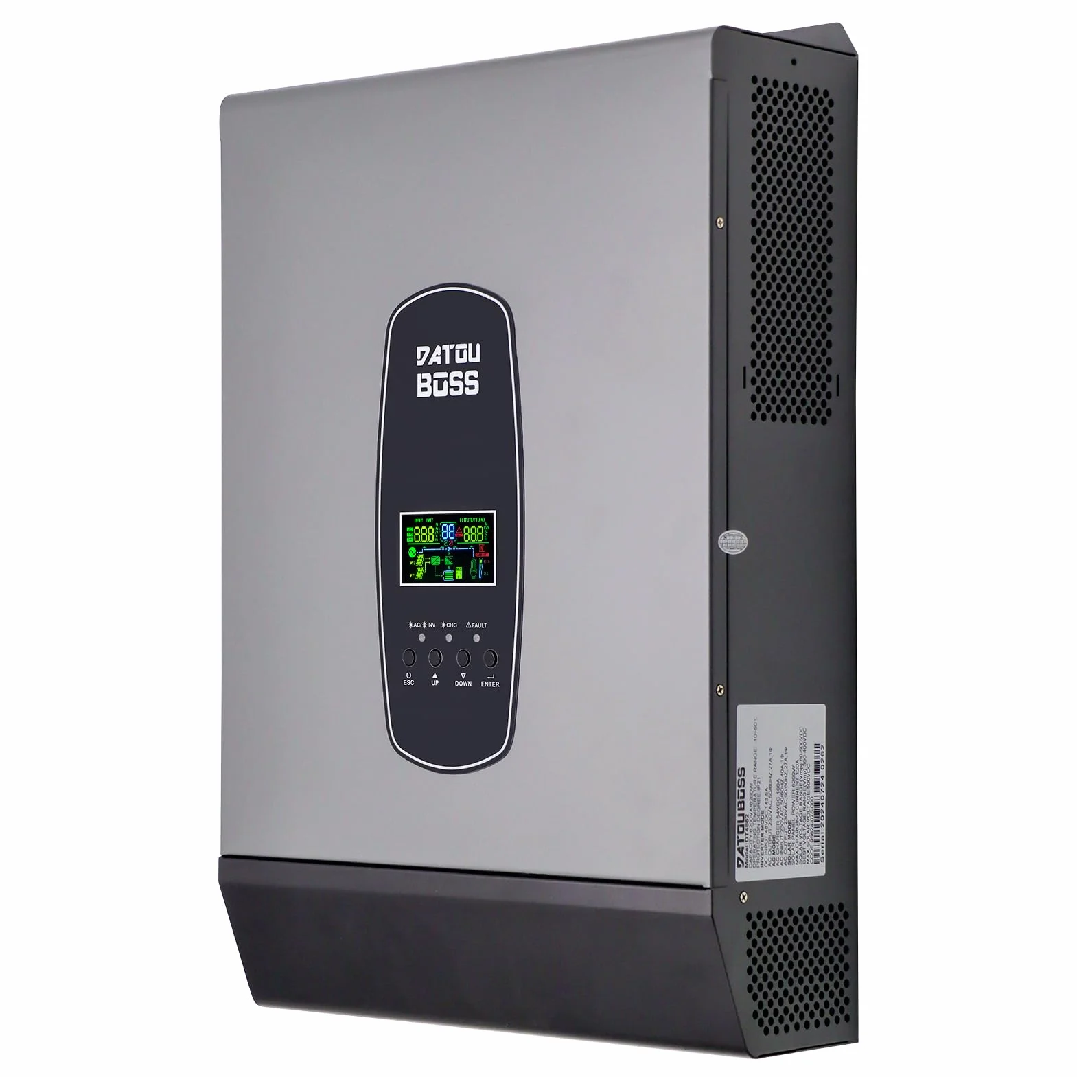 DATOUBOSS 6200 W hybrydowy falownik 48 V, 48 V DC do 220/230 V, hybrydowy falownik słoneczny 48 V, czysta fala sinusoidalna, obsługuje pracę bez baterii, z 120 A MPPT do akumulatorów