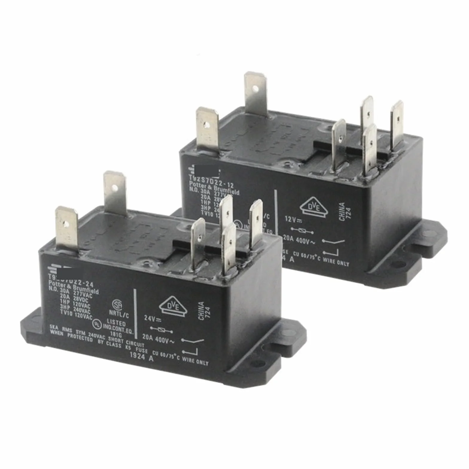 1 x przekaźnik mocy T92S7D22-12 T92S7D22-24 12VDC 24VDC 30A 250VAC 6PIN Przekaźnik ogólnego przeznaczenia DPST-NO (2 formy A) 12 VDC(T92S7D22-24 (24 V)