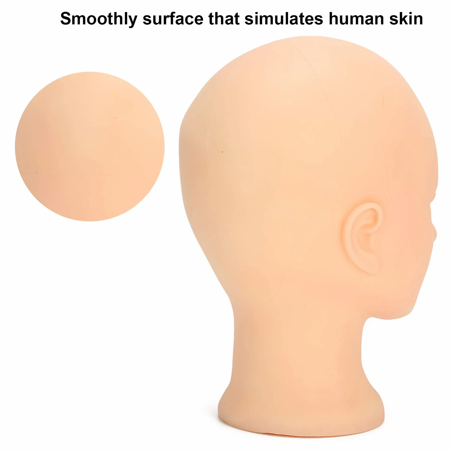 Cuifati Bald Manekin Head, 19.3 w 3D Make Up Practice Training Head, Kosmetologia Głowa Okulary, Włosy, Kapelusz, Hełm, Okulary (Brak stylu makijażu)