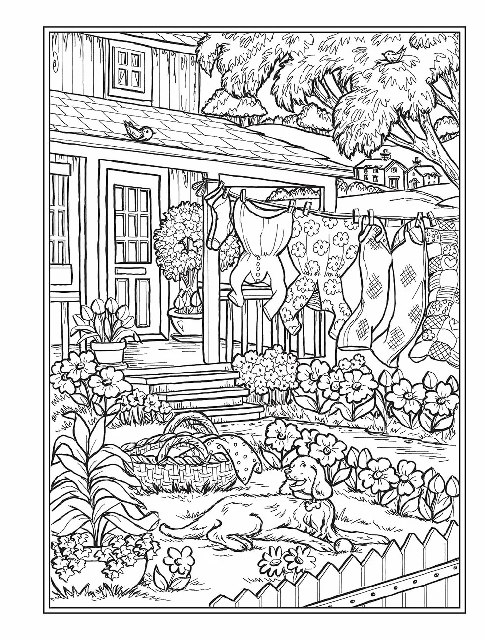 Creative Haven Small-Town Charm Coloring Book