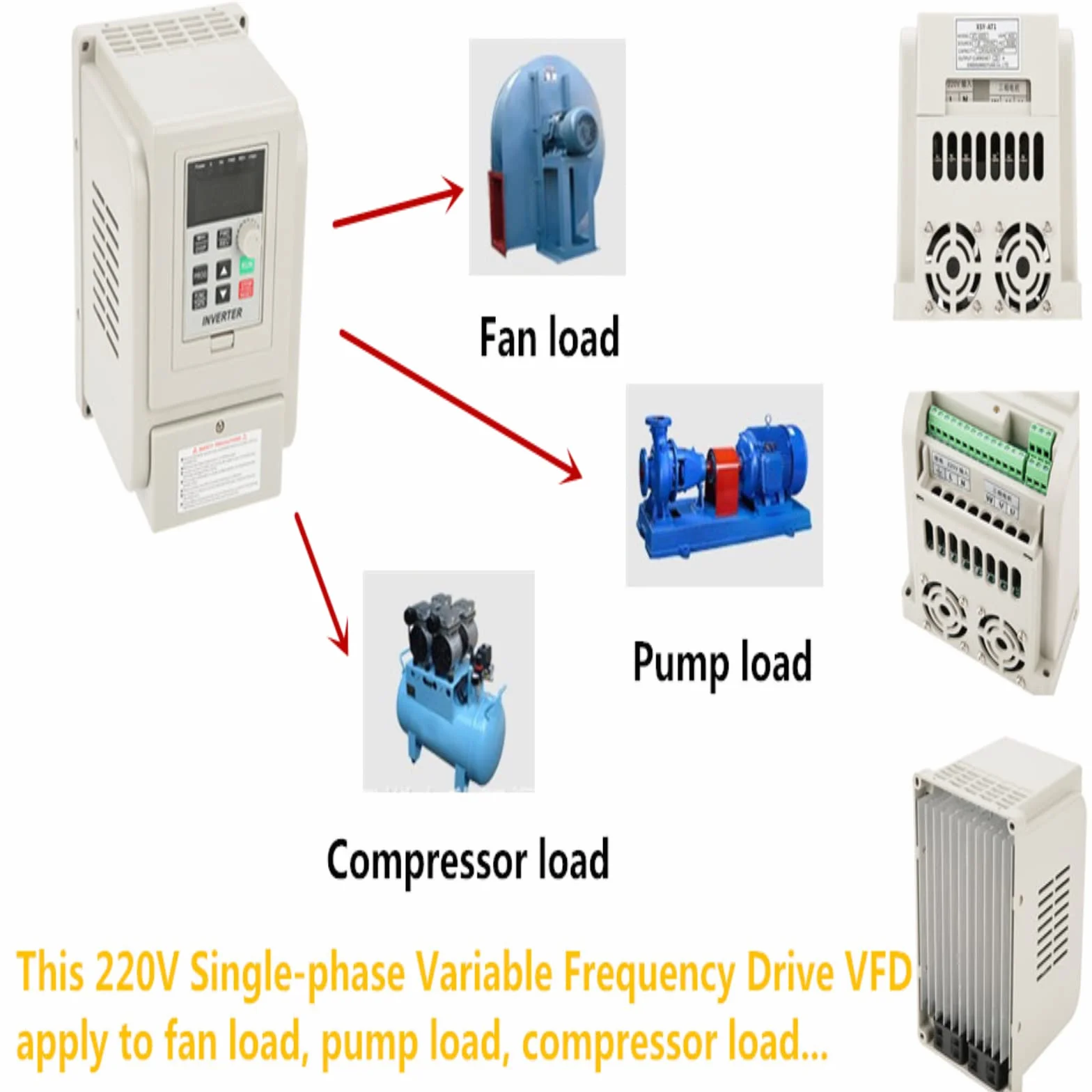 AT1-04K0X 220V 4kW VFD napęd o zmiennej częstotliwości jednofazowy do trójfazowego silnika AC