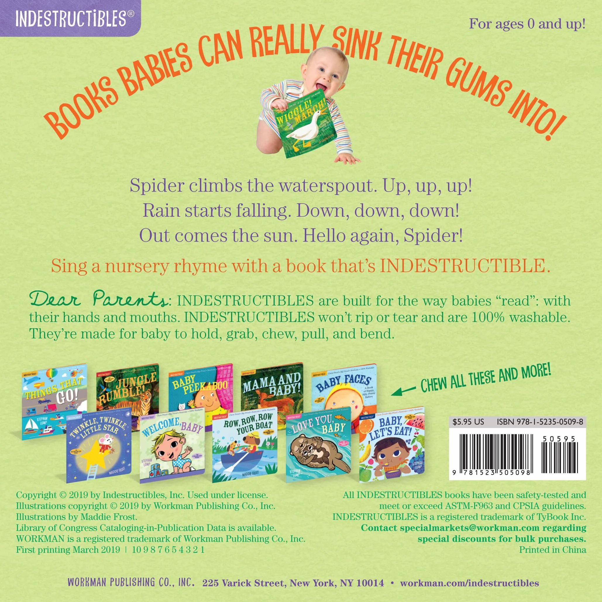 Indestructibles: Itsy Bitsy Spider: Chew Proof - Rip Proof - Nontoxic - 100% Washable (Book for Babies, Newborn Books, Safe to Chew)