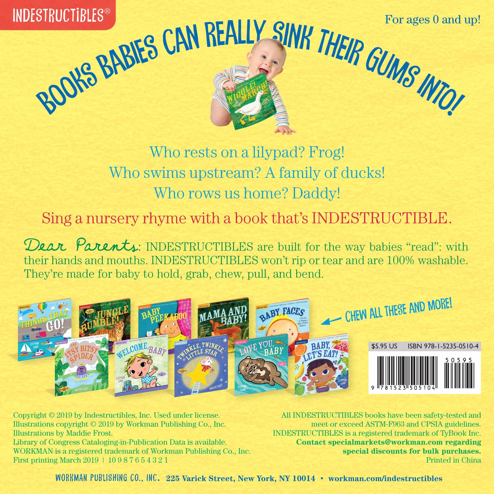 Indestructibles: Row, Row, Row Your Boat: Chew Proof - Rip Proof - Nontoxic - 100% Washable (Book for Babies, Newborn Books, Safe to Chew)