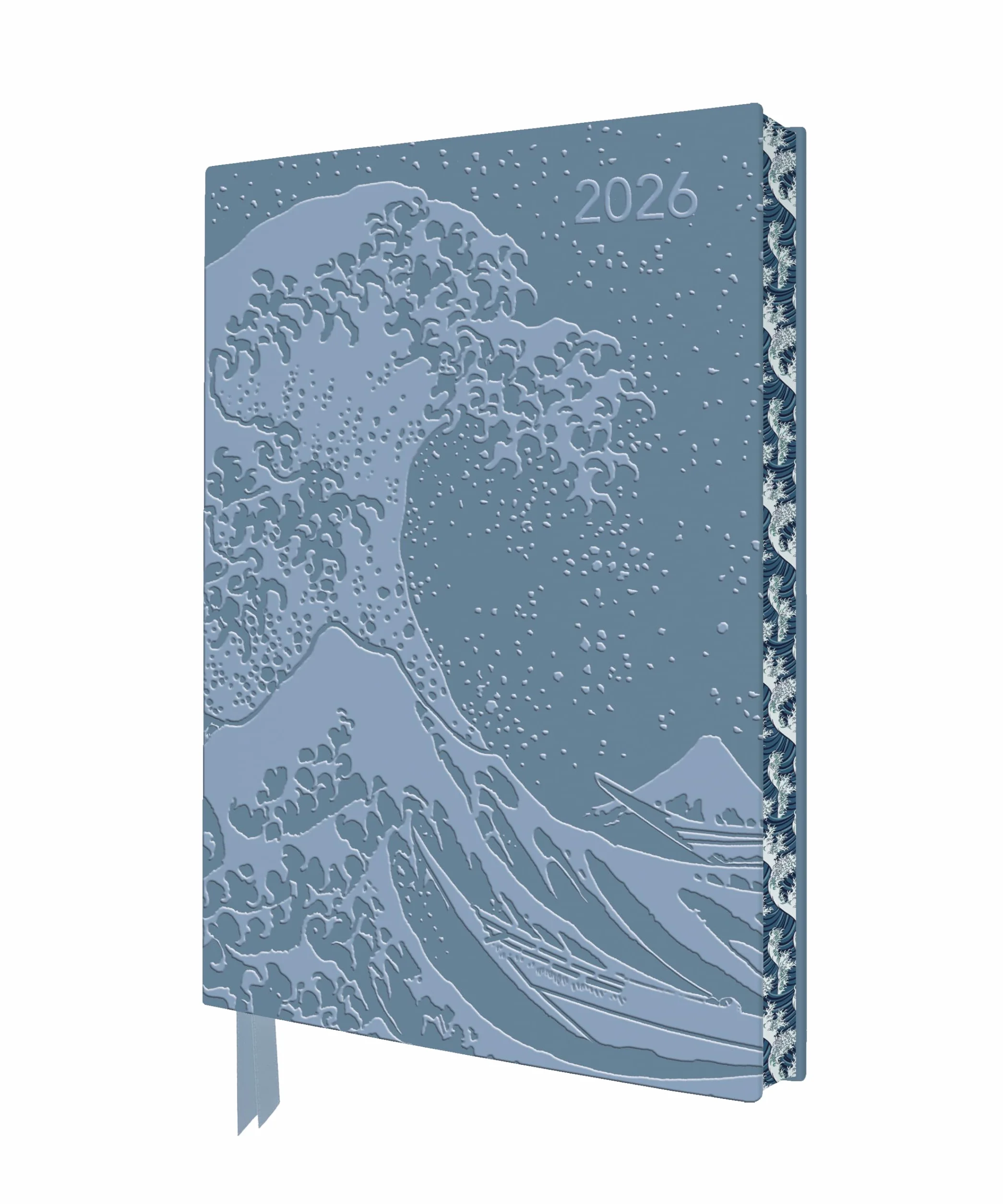 Katsushika Hokusai: The Great Wave 2026 Artisan Art Vegan Leather Diary Planner - Page to View with Notes: Original Flame Tree Publishing DIN ... künstlerisch gestalteten Buchschnitt