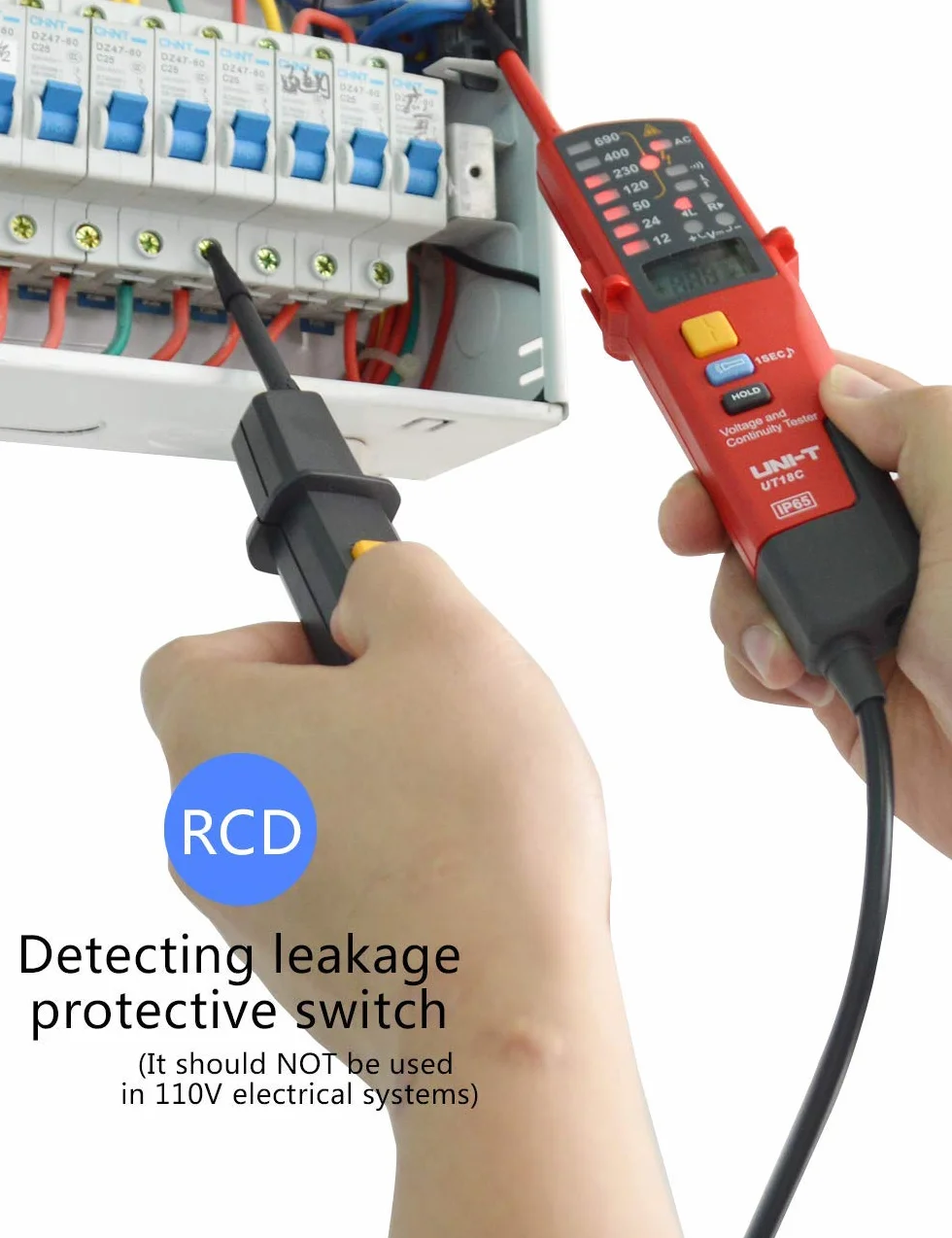 UNI-T UT18C Tester napięcia i ciągłości - Cyfrowy LCD Tester Automatyczne wykrywanie napięcia Zakres Zakres z wyświetlaczem LED