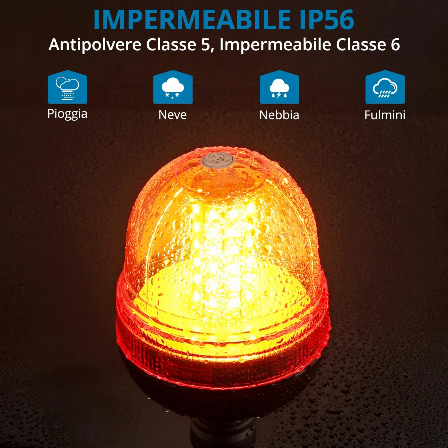 AUTOUTLET 2 x lampa ostrzegawcza z 60 diodami LED, Amber, 12 V/24 V, z 3 trybami oświetlenia, dopuszczenie do ruchu drogowego R10 E9, wodoszczelna, pyłoszczelna, do traktorów, ciężarówek i samochodów