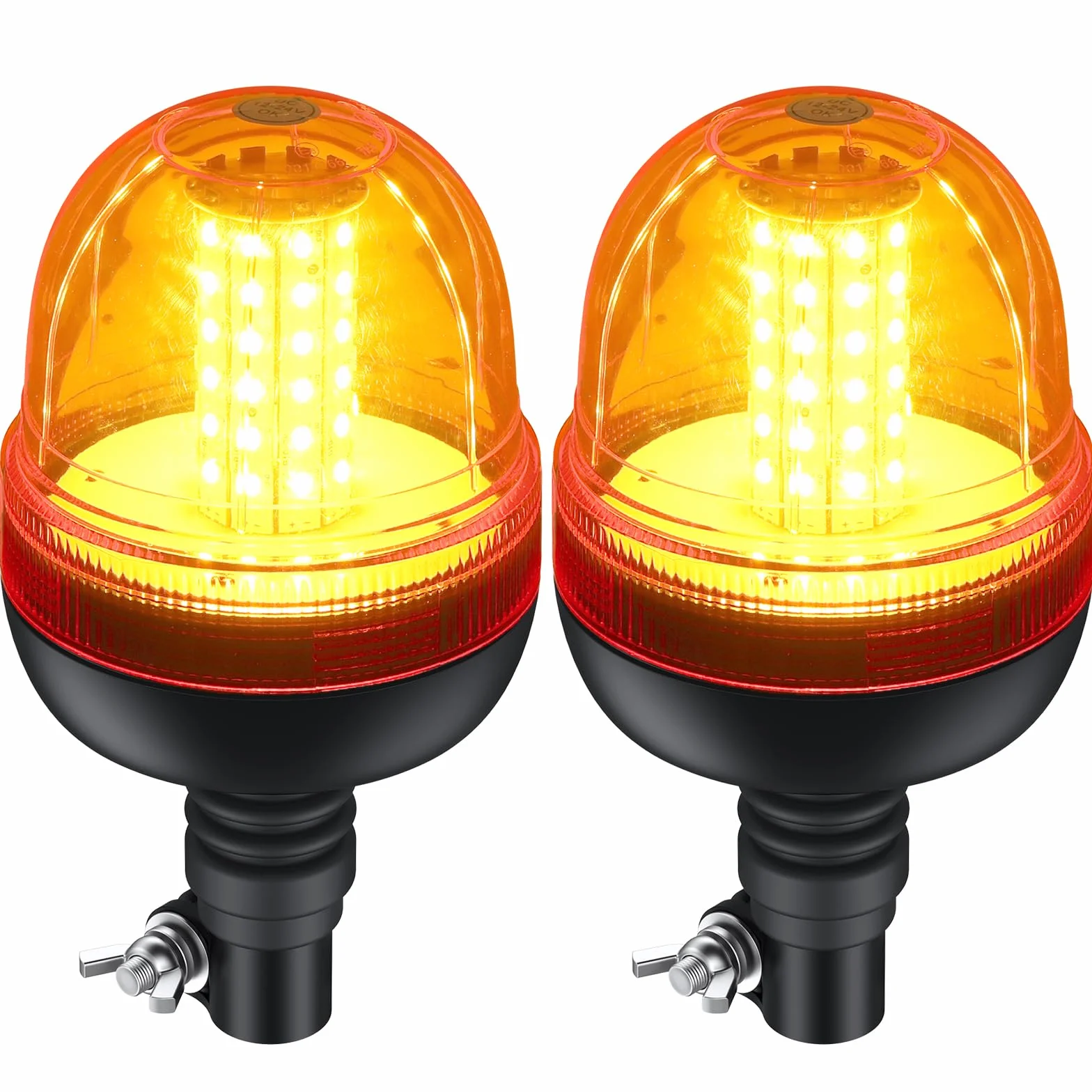 AUTOUTLET 2 x lampa ostrzegawcza z 60 diodami LED, Amber, 12 V/24 V, z 3 trybami oświetlenia, dopuszczenie do ruchu drogowego R10 E9, wodoszczelna, pyłoszczelna, do traktorów, ciężarówek i samochodów