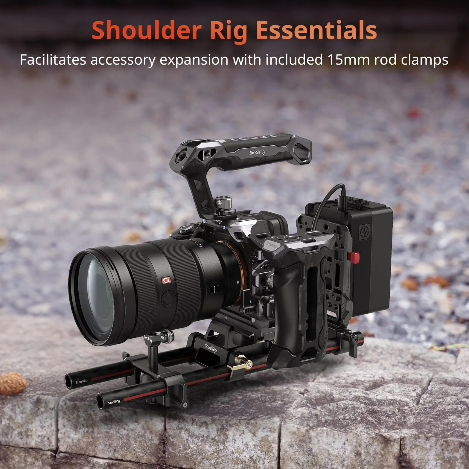 SMALLRIG Pręt z włókna węglowego 15 mm do systemu podparcia pręta 15 mm, 12 cali długości, do zacisków pręta, Matte Box i Follow Focus, opakowanie 2 sztuk - 5212