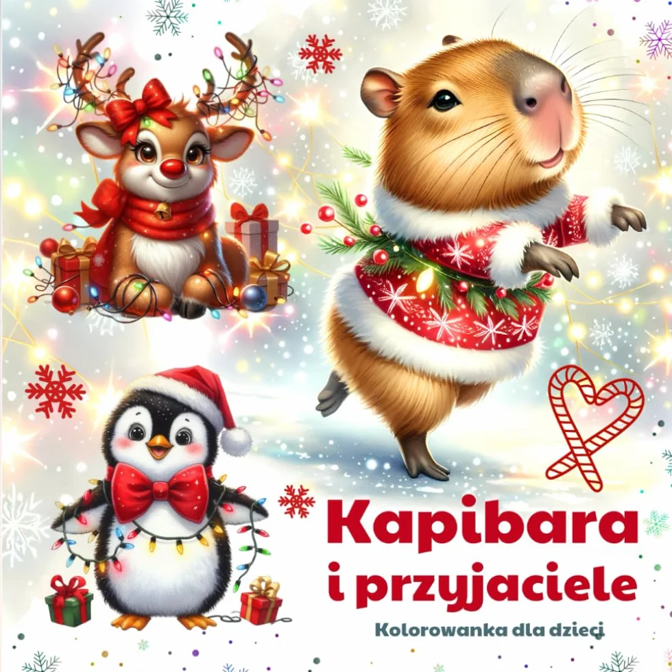 Kapibara i przyjaciele: kolorowanka dla dzieci: Spędź świąteczny czas z wesołymi zwierzątkami! Książeczka z obrazkami do kolorowania dla małych artystów w każdym wieku