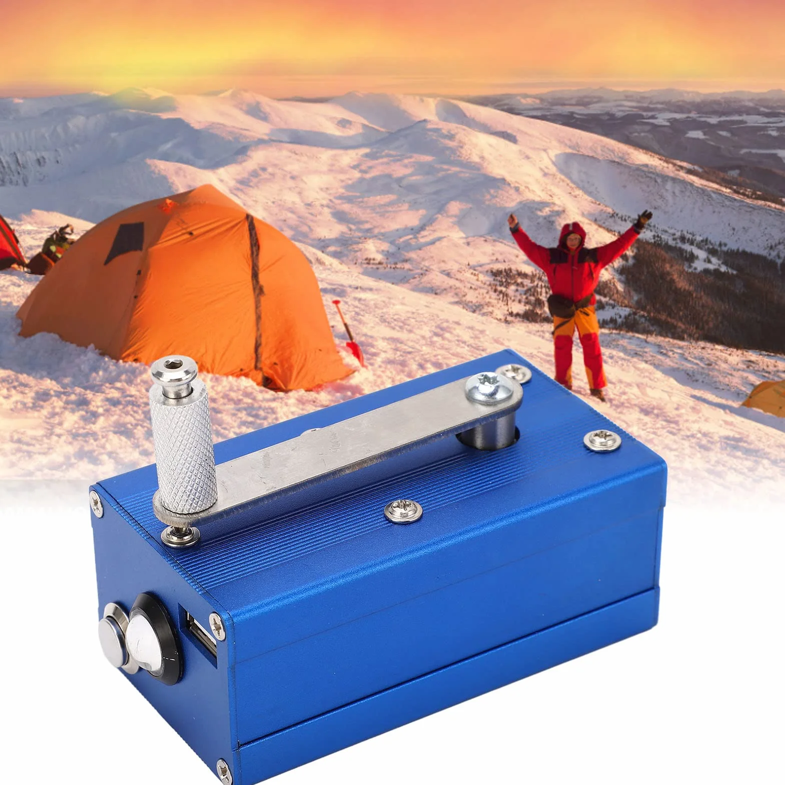 Generator Ręczny Korbowy z Ładowarką do Telefonu 3W-4W, Przenośny Światło COB dla Użytku Awaryjnego, Stop Aluminium, Emergency Power Bank