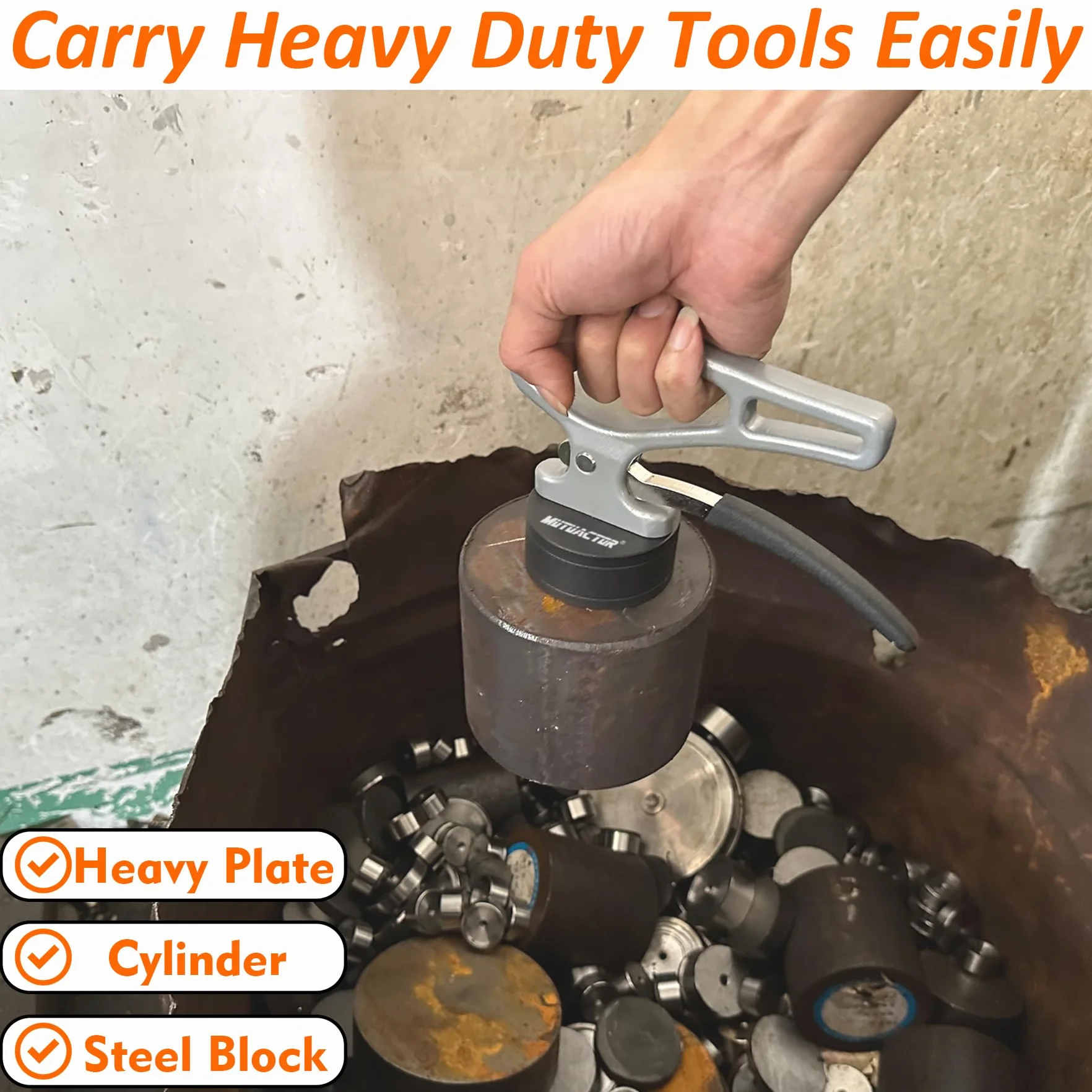 MUTUACTOR Wydajny magnes neodymowy Rare Earth Magnetic Lifer, Heavy Duty magnes z uchwytem regulowanym do przenoszenia, 1 sztuka Quick Release magnetyczny uchwyt narzędziowy do uchwytów metalowych