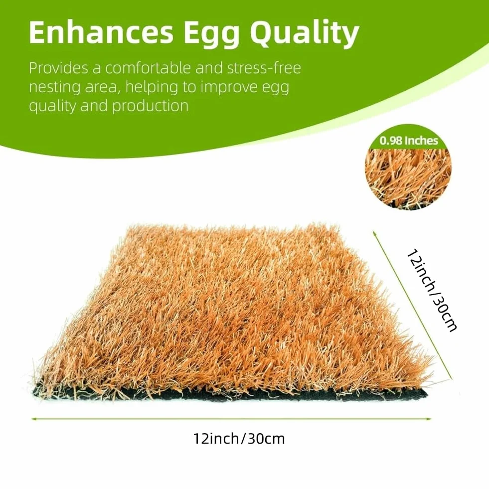 8 sztuk podkładek do gniazd dla kur, 12''x12', zmywalne symulowane trawy podkładki do gniazd kur, podkładki do gniazd drobiu do składania jaj, akcesoria do kurnika kur - jajka kur