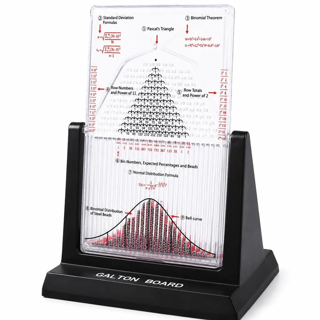 Galton Board, prawdopodobieństwo Demonstratora Efektywne prawo statystyczne Model Dalton Board Physics Lab narzędzie nauczania z 2800 metalowymi koralikami
