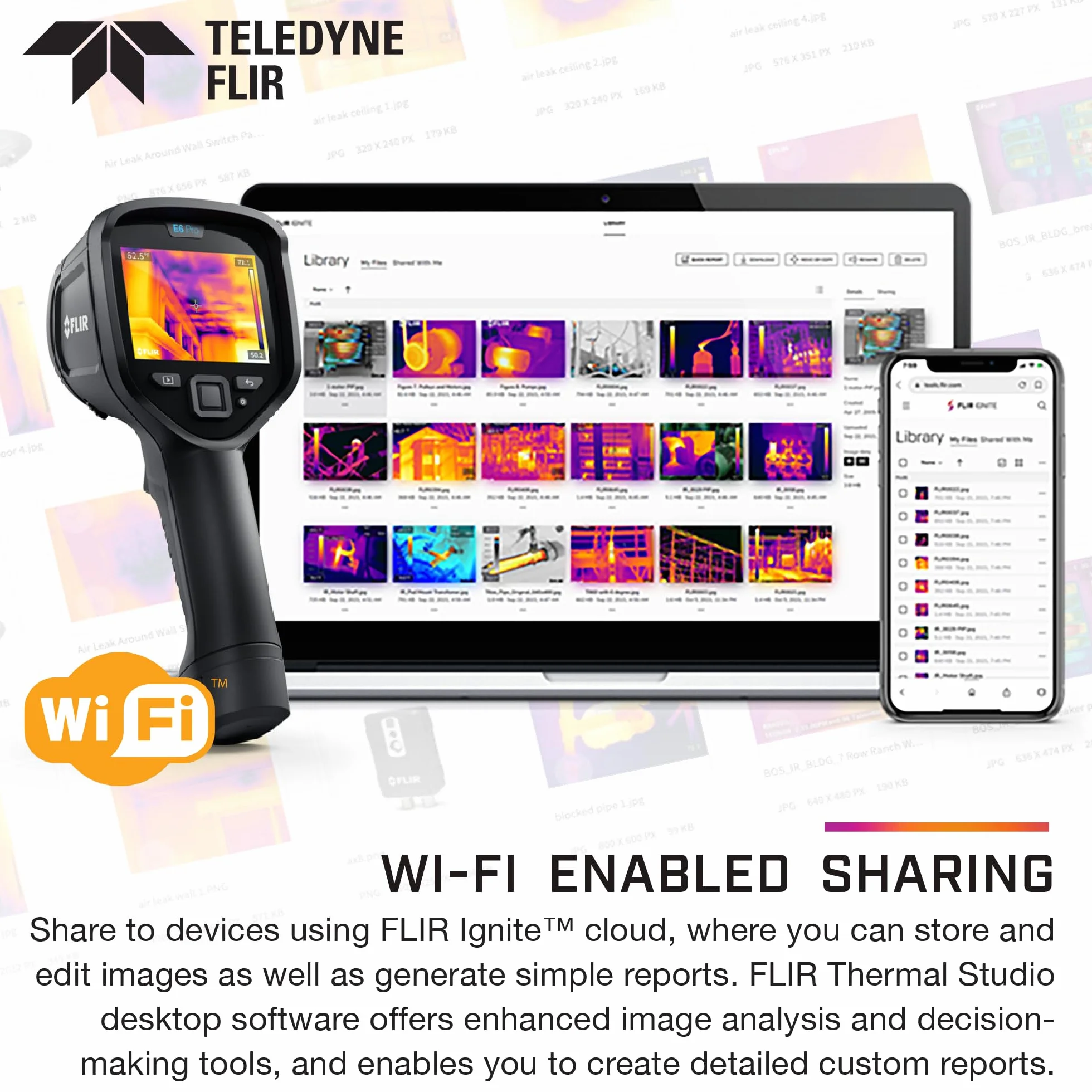 FLIR E6 Pro - Commercial Thermal Imaging Camera with Wifi. High Resolution Infrared Camera with FLIR Ignite Cloud