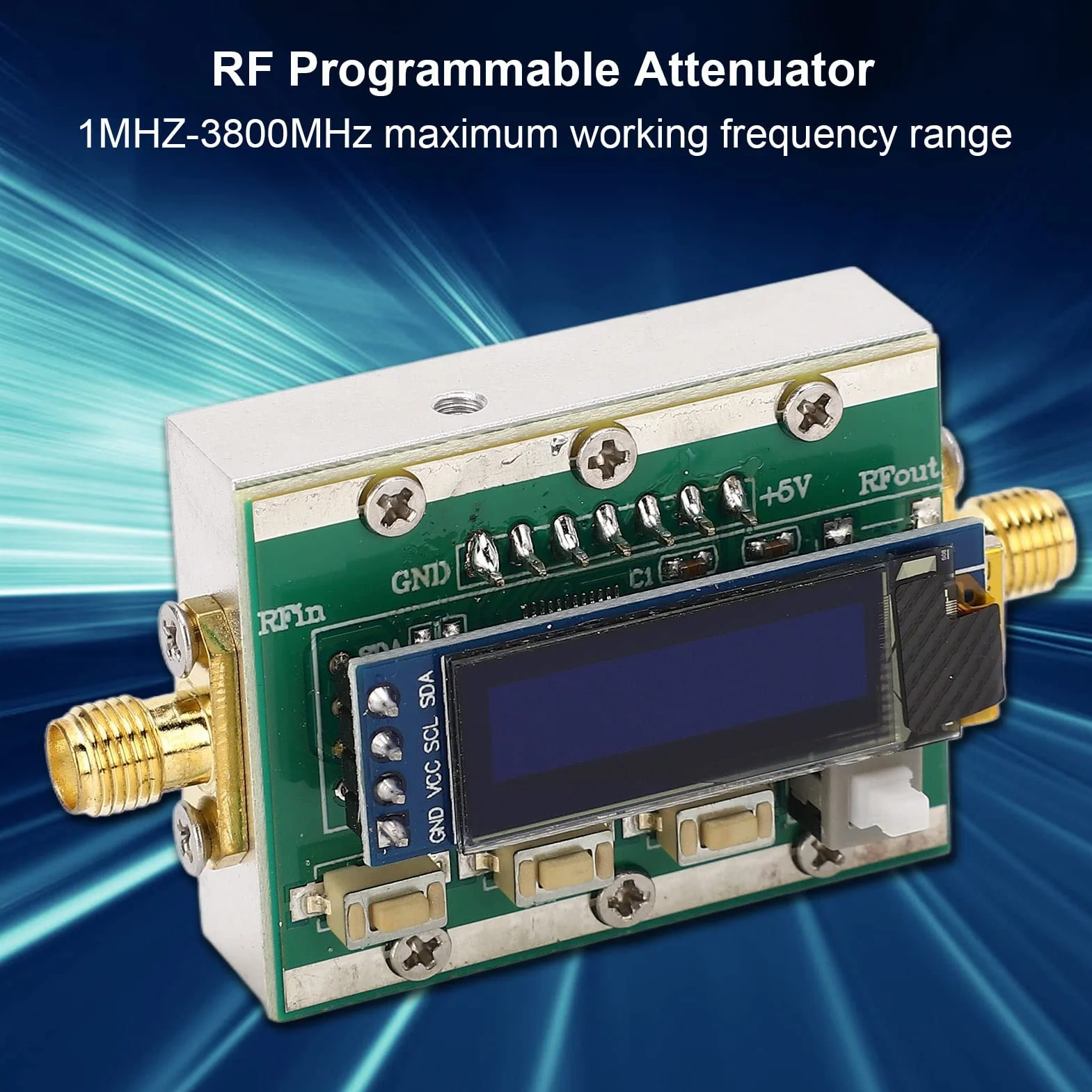 Cyfrowy moduł Tłumika RF 1-3800 MHz Tłumik RF Programowalny Tłumik RF ze Stopniem Cofania Obudowa CNC Sterowanie za pomocą Komputera PC 5 V