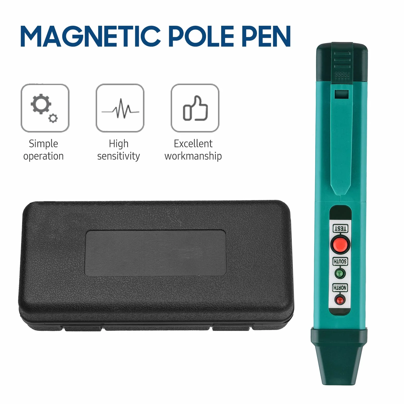 ZJchao Magnetyczny Tester Polaryzacji, Mini Przenośny Detektor Magnesów Pióra Zidentyfikuj Narzędzia z 2 światłami LED na Północ i, Używane do Testu Polaryzacji i Testu Cewki