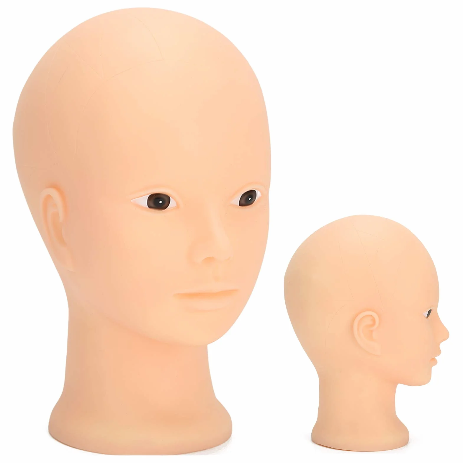 Cuifati Bald Manekin Head, 19.3 w 3D Make Up Practice Training Head, Kosmetologia Głowa Okulary, Włosy, Kapelusz, Hełm, Okulary (Brak stylu makijażu)