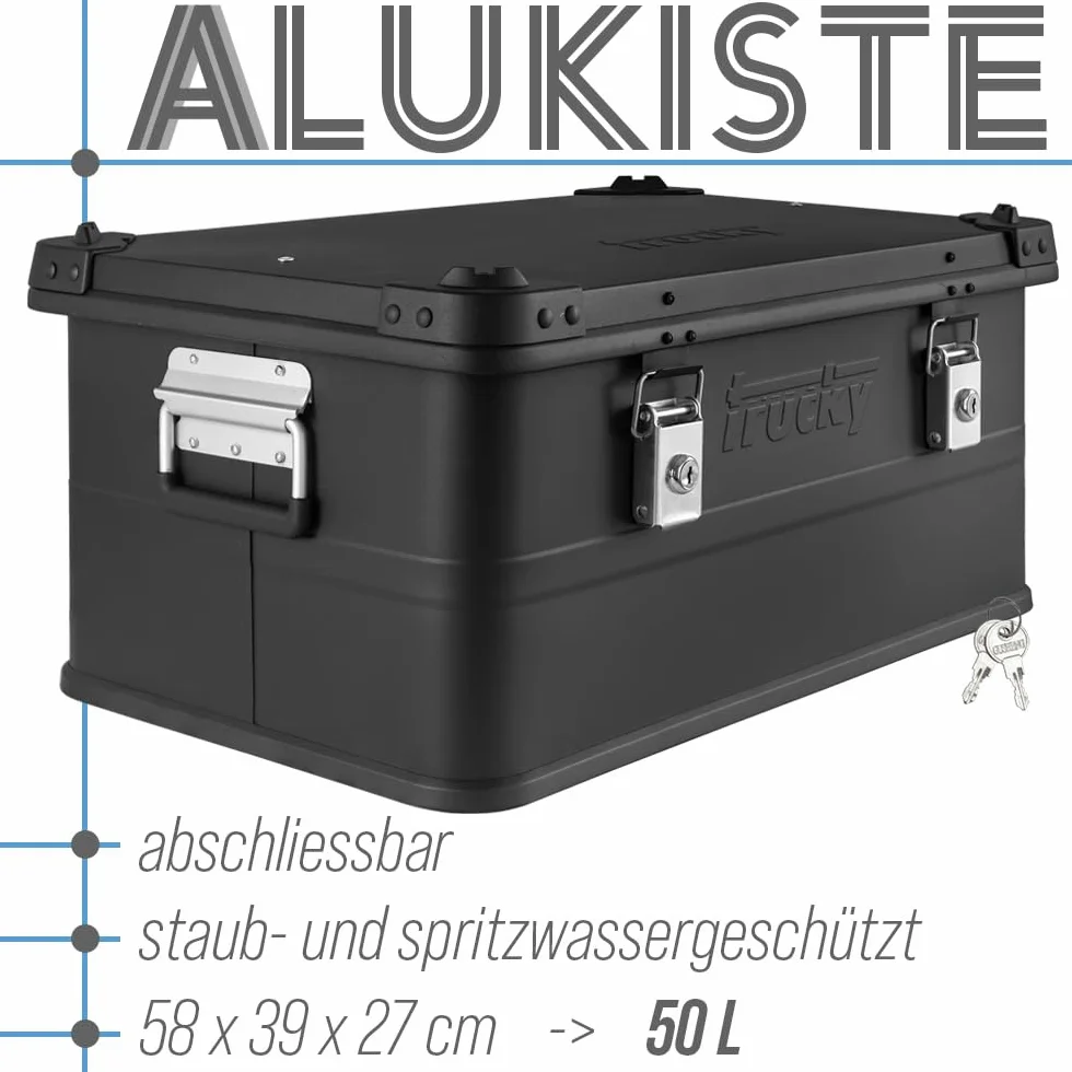 Trucky Aluminiowe pudełko z pokrywką, skrzynka aluminiowa, skrzynka transportowa, metalowa, zamykana, metalowa skrzynka