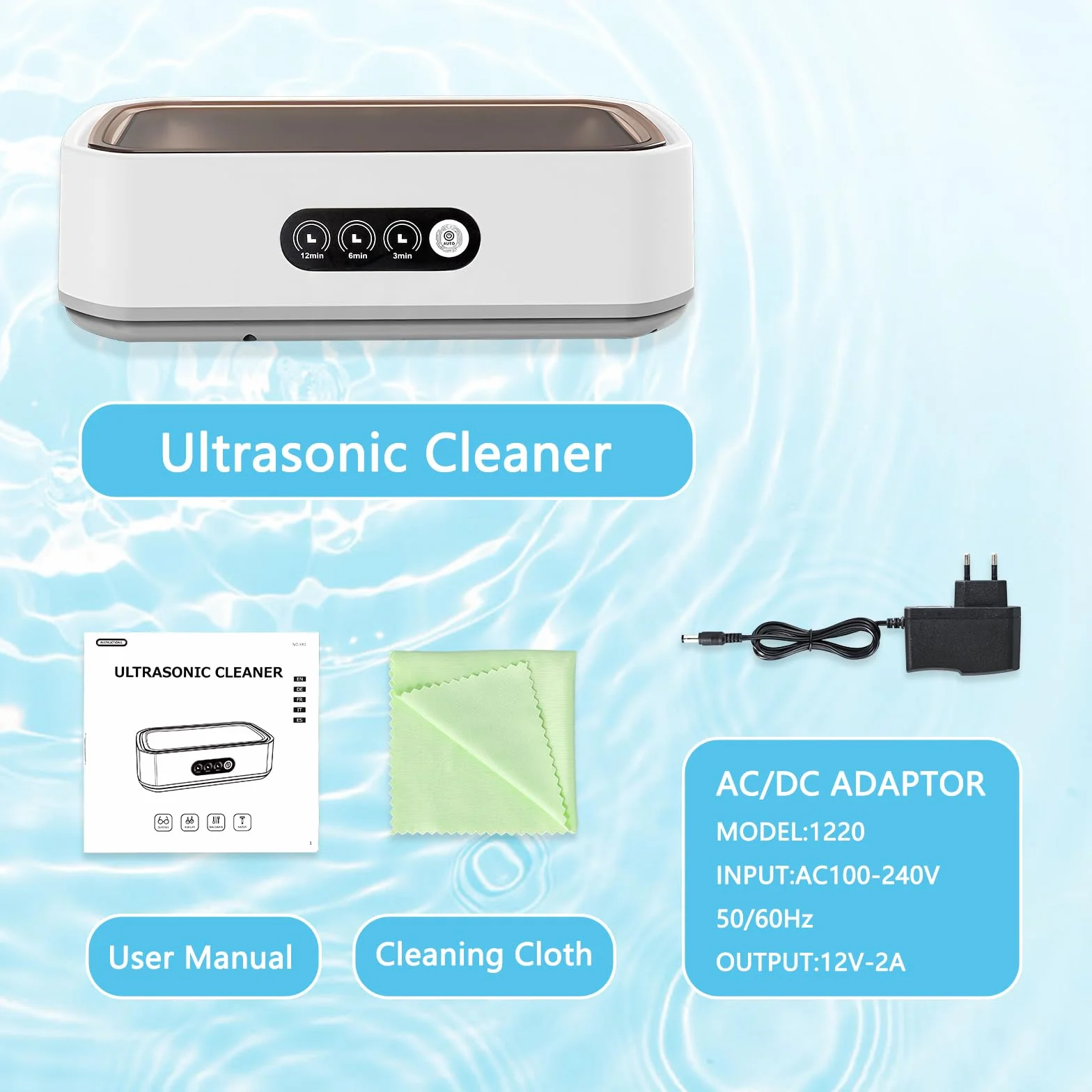 Myjka Ultradźwiękowa 650ML Ultrasoniczne Urządzenie do Czyszczenia 49000HZ z Cyfrowym Wyświetlaczem do Biżuterii Okularów Zegarków Protez Pędzli do Makijażu Monety Wyjątkowy Tryb Degas