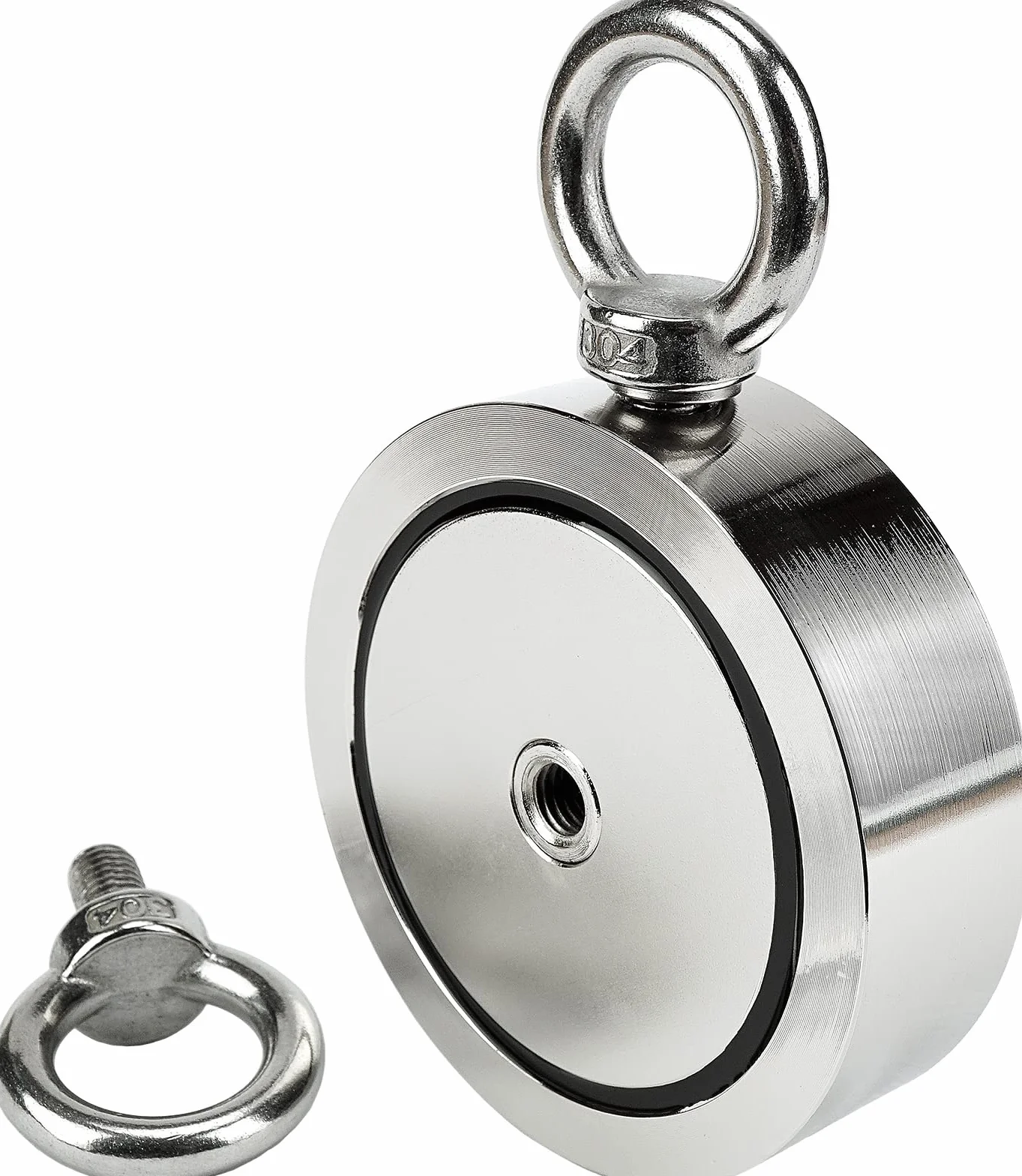 Magnes SENSEI 2x350=700 kg, Magnes Neodymowy Dwustronny N52 z Uchwytem Górnym i Bocznym, Ø9,4 x H2,8 cm, Bardzo Silny Magnes Neodymowy do Domu, Warsztatu, Połowów w Wodzie