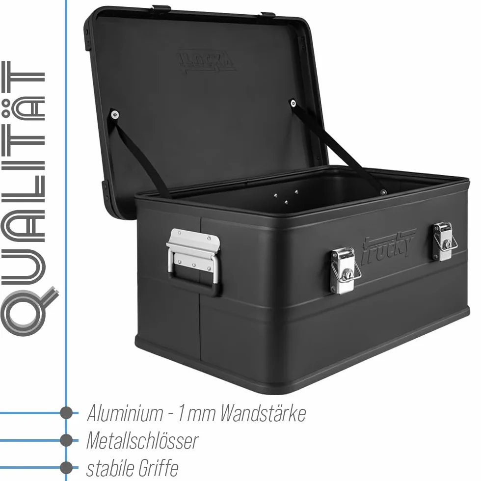 Trucky Aluminiowe pudełko z pokrywką, skrzynka aluminiowa, skrzynka transportowa, metalowa, zamykana, metalowa skrzynka