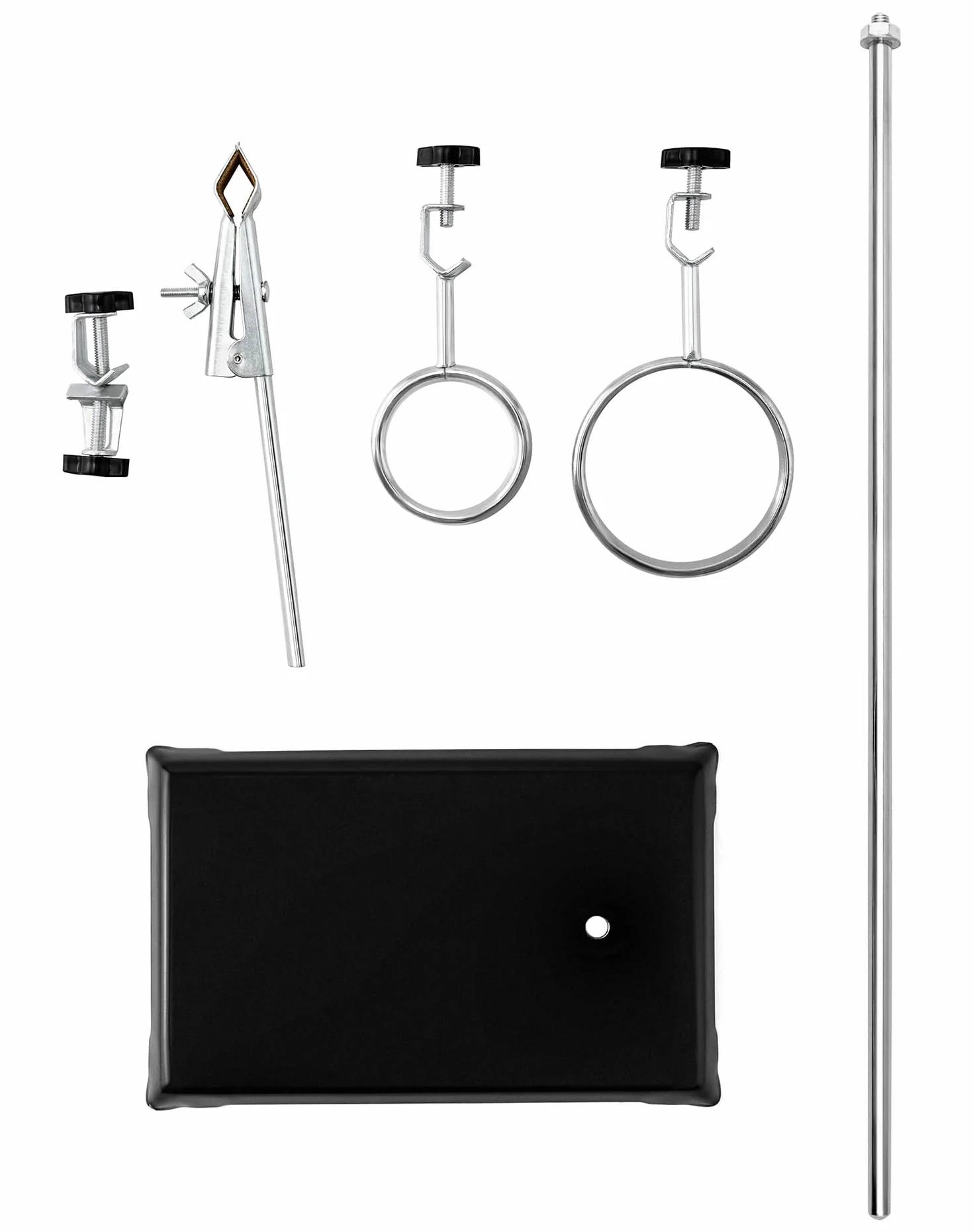 QWORK® Stojak laboratoryjny 13 x 21 cm, długość pręta 50 cm, zaciski i mufy (średnica 5 cm/7,3 cm), do eksperymentów naukowych