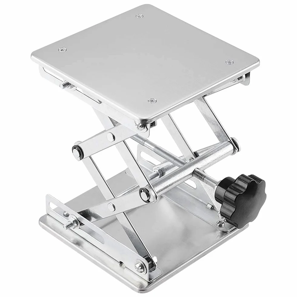 Labasics Lab podnośnik nożycowy, 150 x 150 mm, ze stali nierdzewnej, podest laboratoryjny, podnoszenie, wysokość podnoszenia od 75 mm do 260 mm, nośność 10 kg