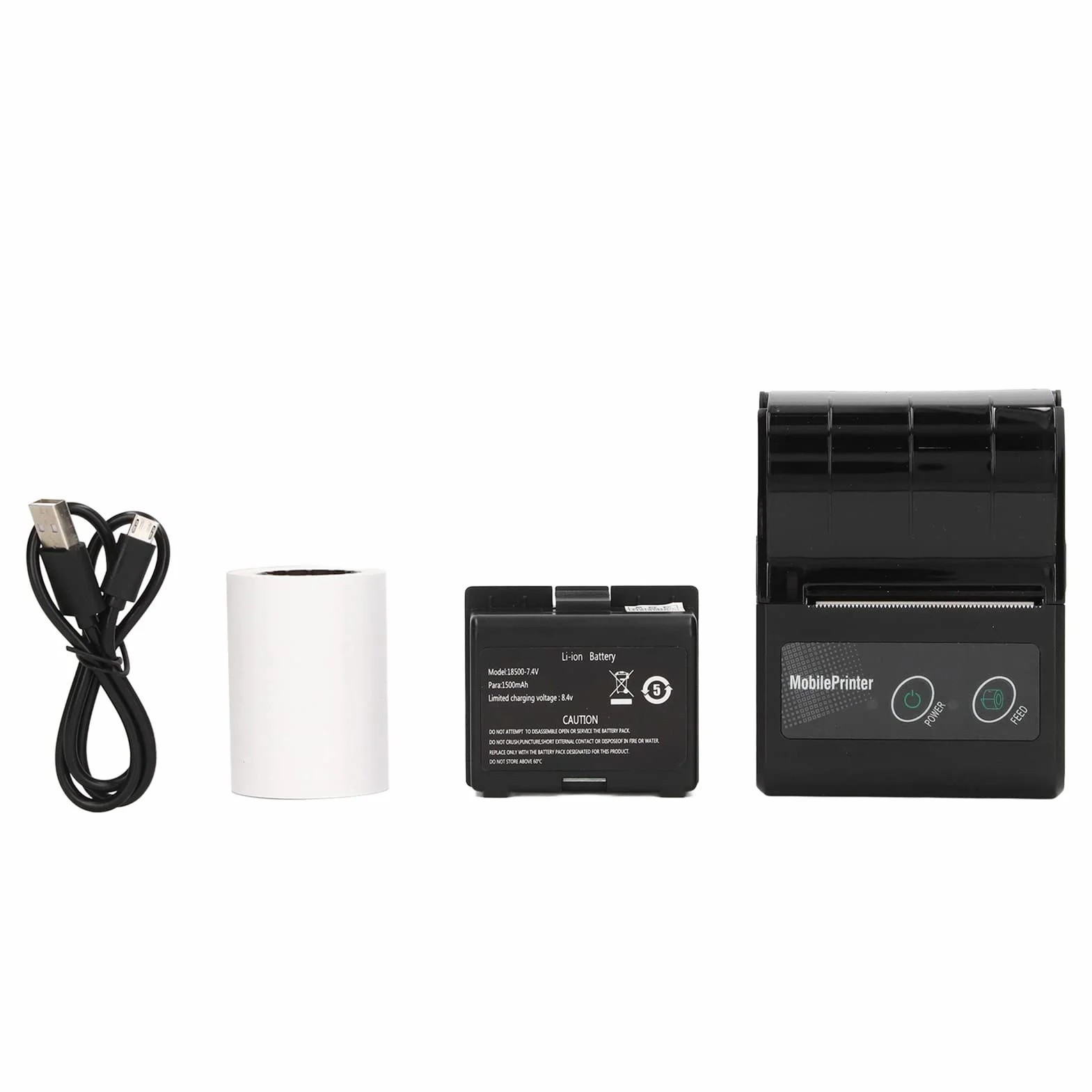 Drukarka Paragonów Bluetooth, Przenośna Przenośna Drukarka USB do Rachunków 57 Mm, Mobilna Drukarka POS, Przenośna Drukarka Termiczna 200 Dpi, Drukarka do Skórzanego Paska, Obsługa Telefonu/Windows, D