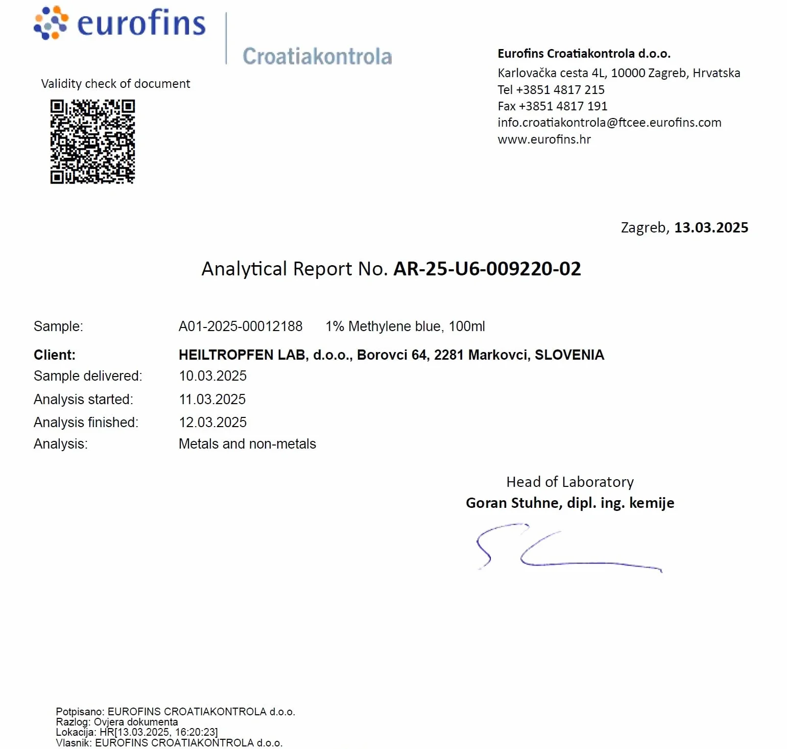Błękit metylenowy 1% roztwór 3,4 Fl Oz - 100 ml | Zastosowanie naukowe i analityczne | Składniki klasy farmaceutycznej | Heiltropfen®