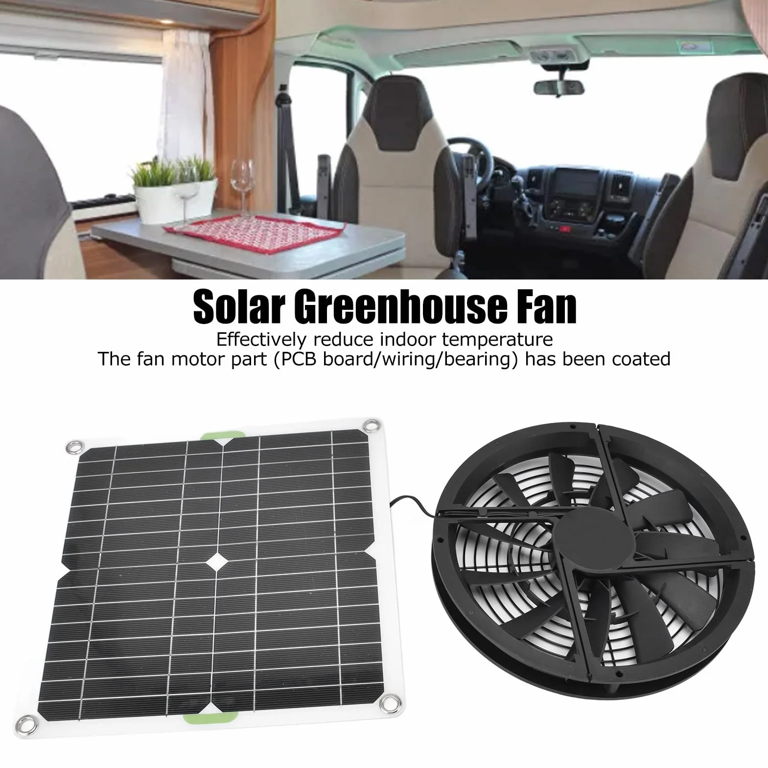 100W Solar Panel Fan Kit, Odporny Na Warunki Atmosferyczne Zasilany Energią Słoneczną Attic Ventilator, 12V 10in Panel Słoneczny Wentylator Wyciągowy dla Małych Kurników Szklarnie Szopy Domy Zwierząt