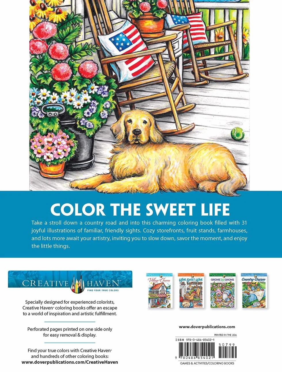 Creative Haven Small-Town Charm Coloring Book